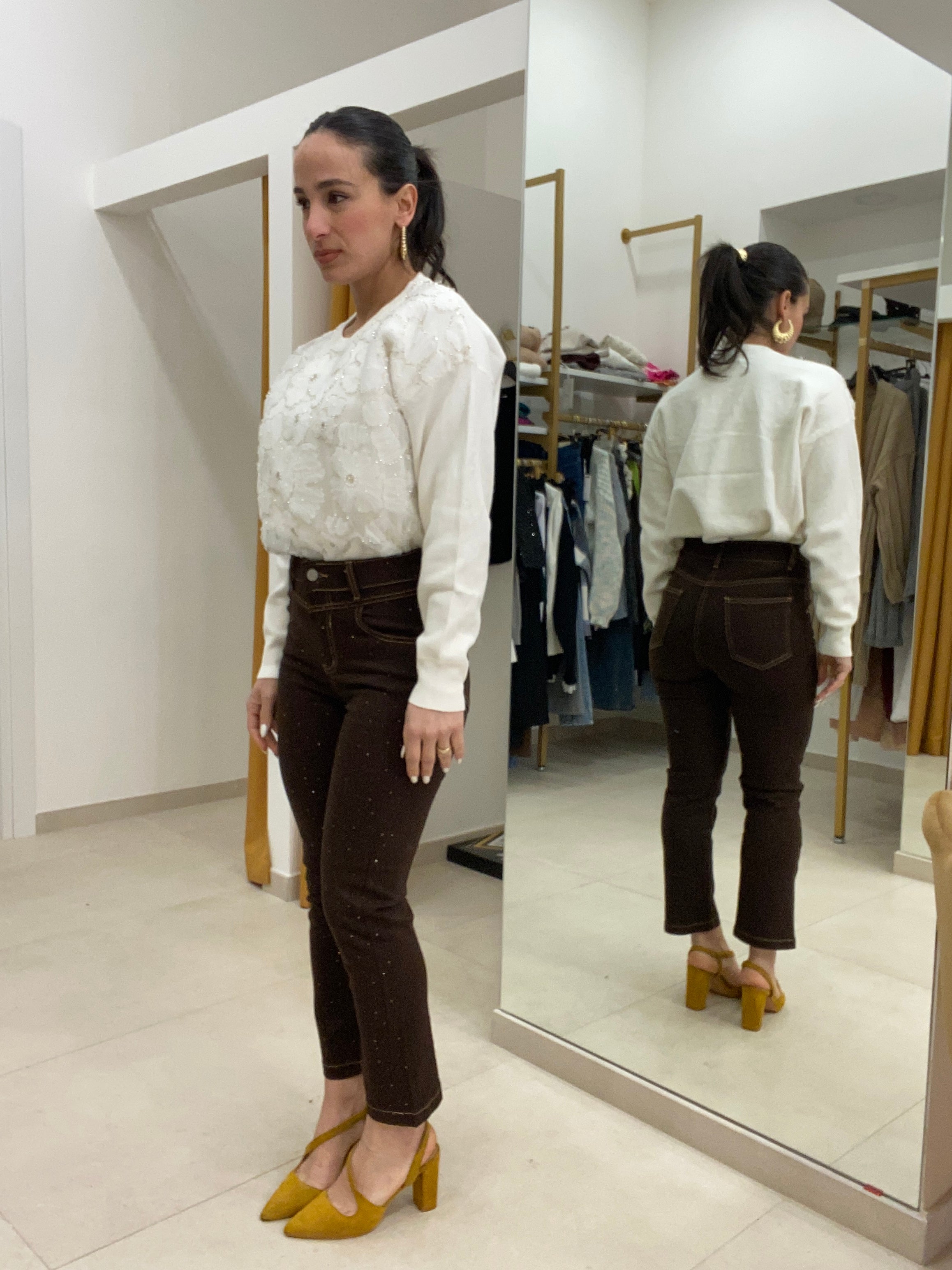 Denim marrone brillantini