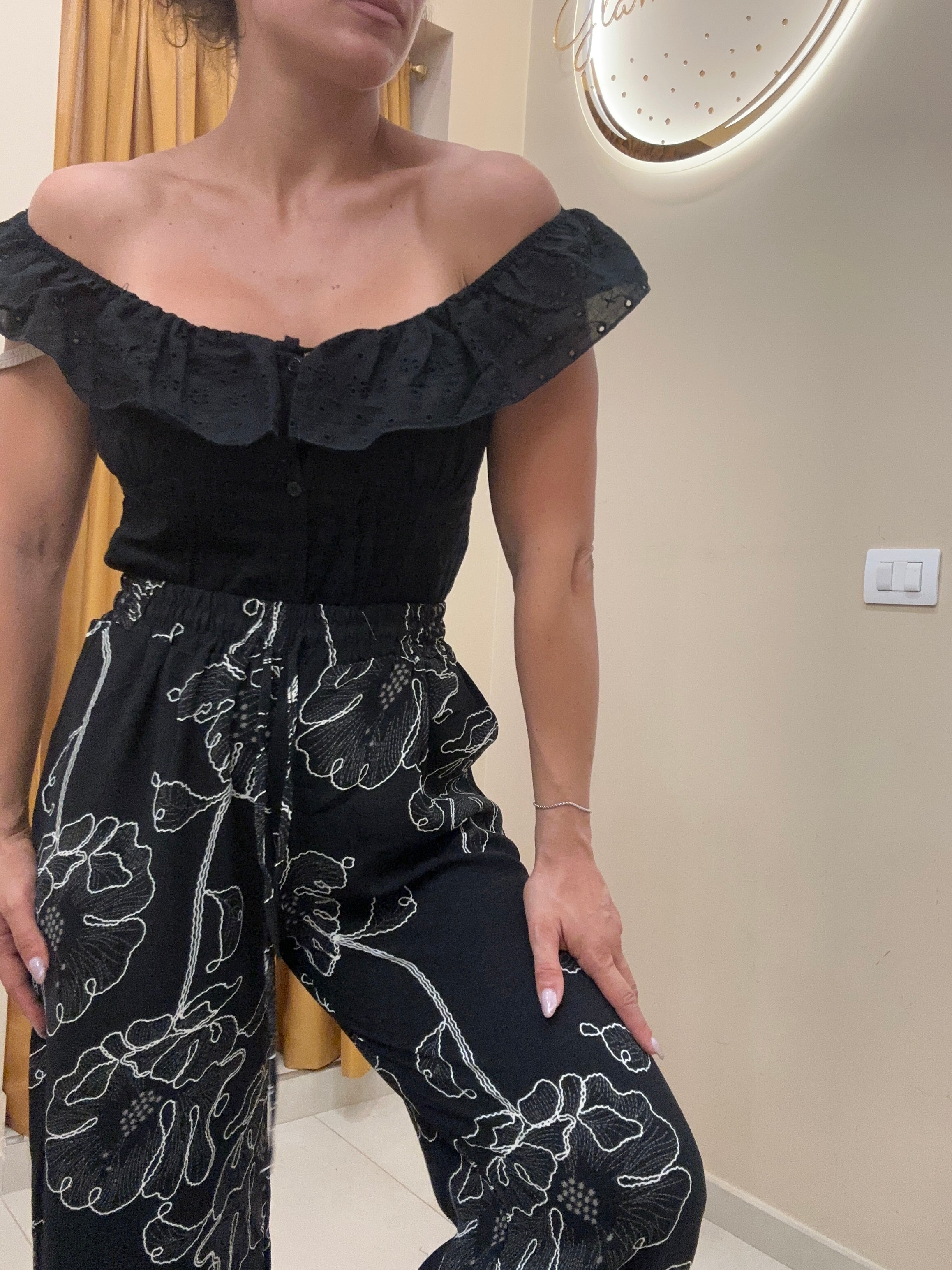 Camicia rouches in pizzo