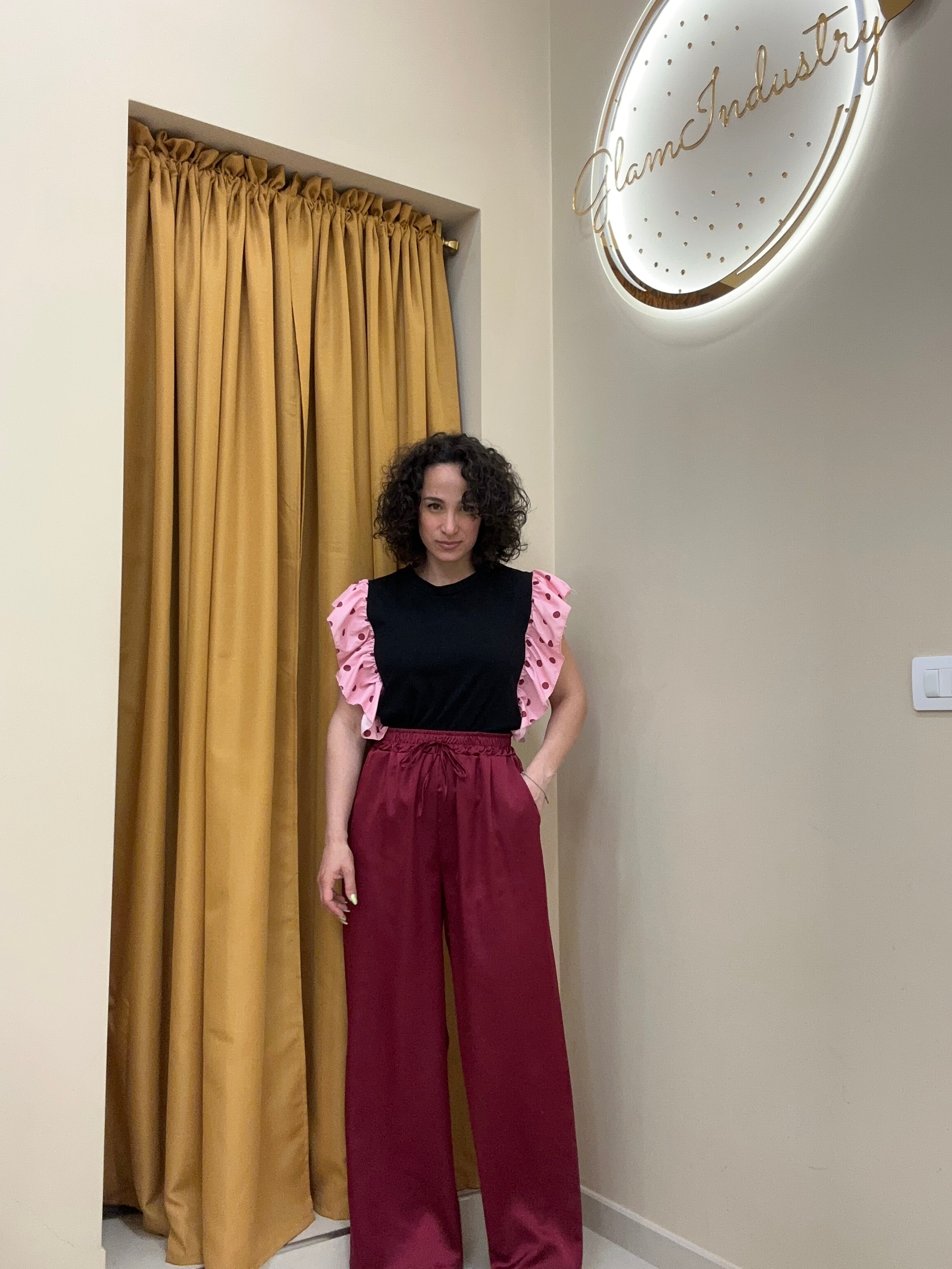 Pantalone in raso modello tuta