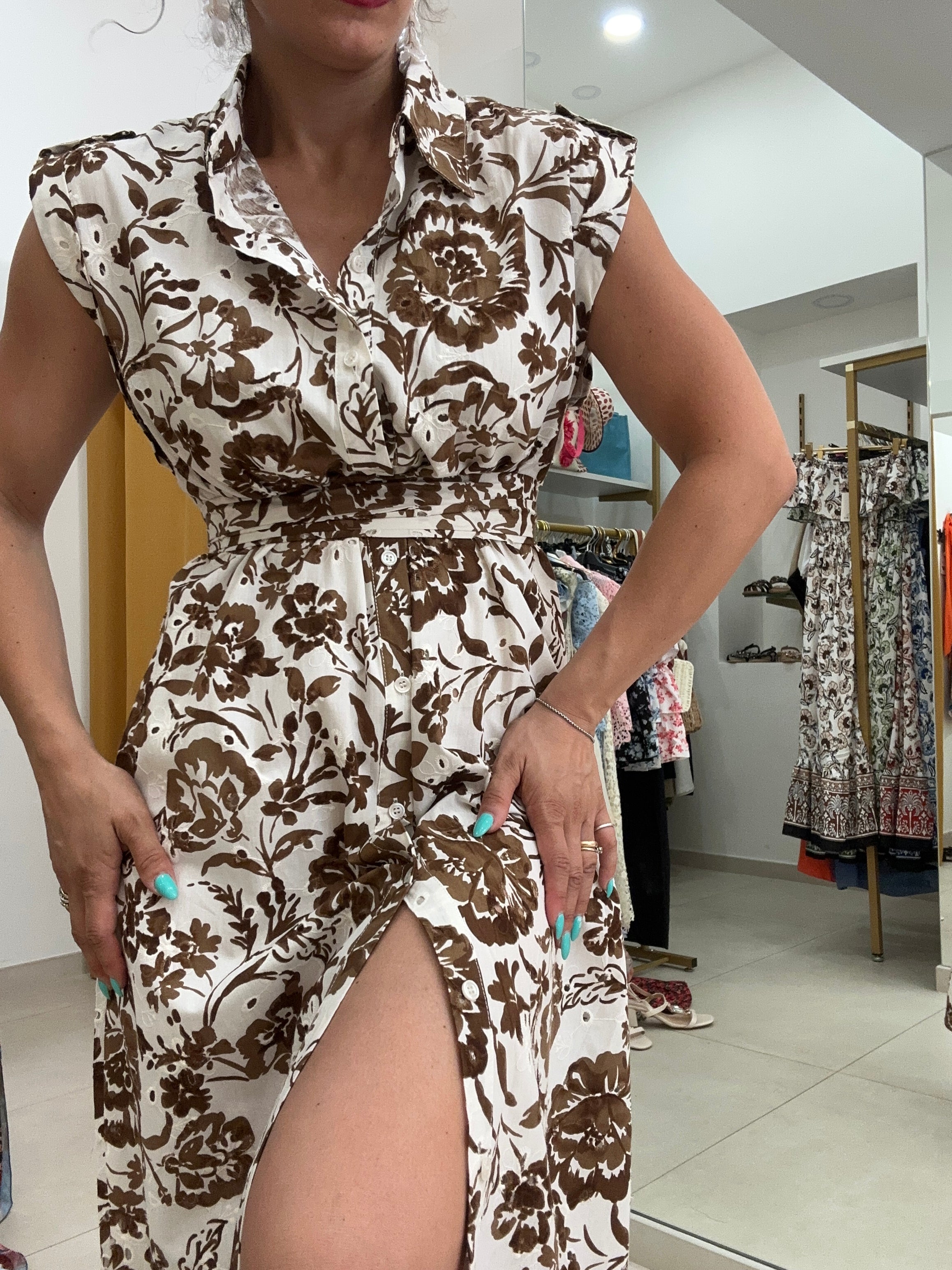Abito maxi camicione fiori