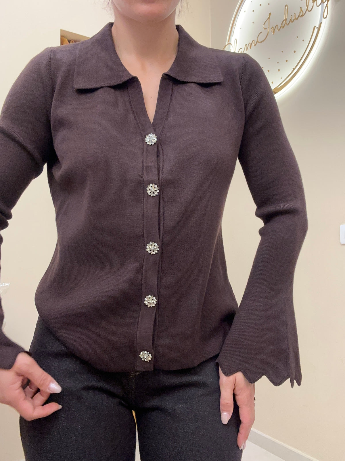 Polo cardigan brillantini