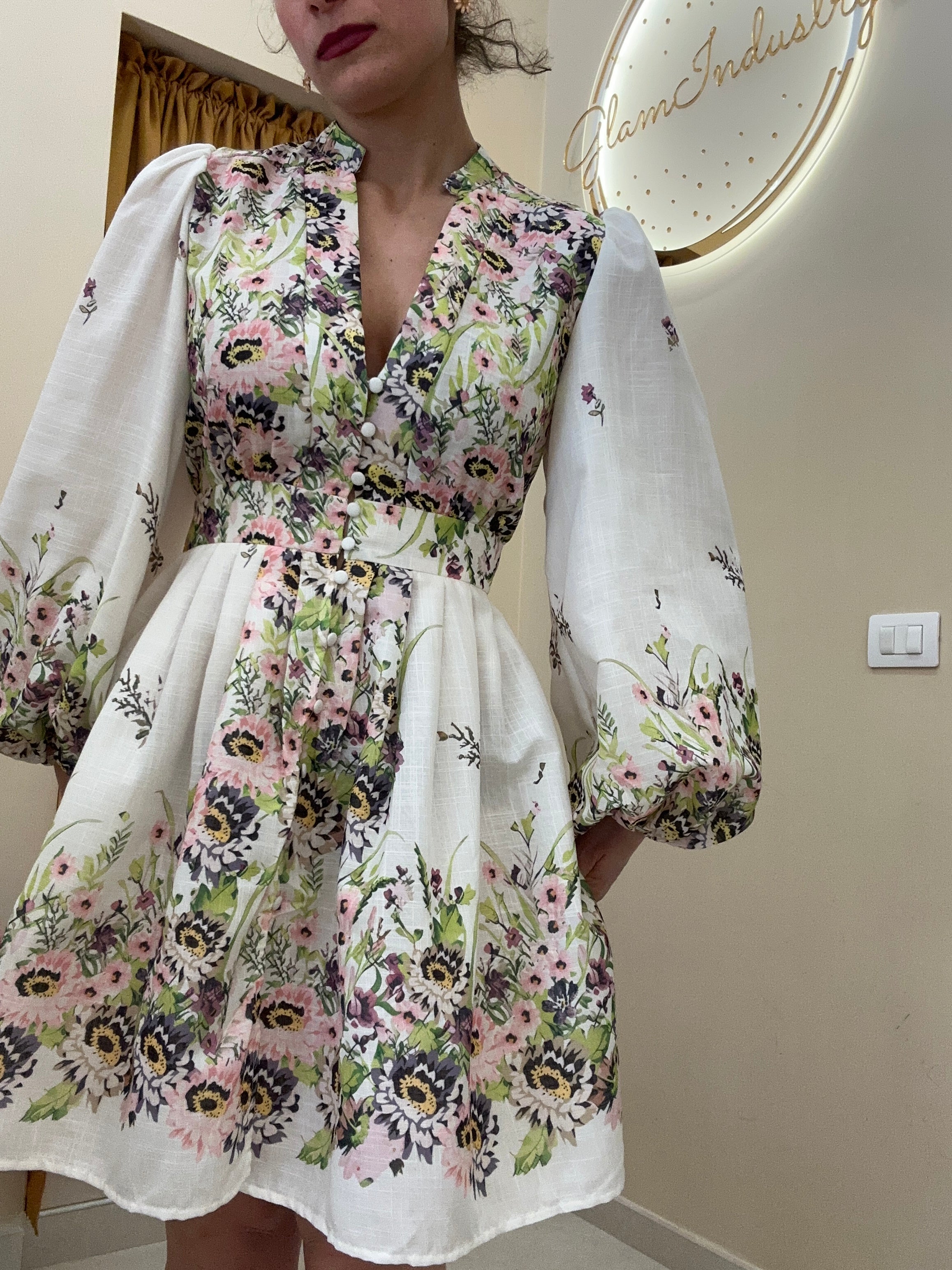 Abito fiori verde 5116