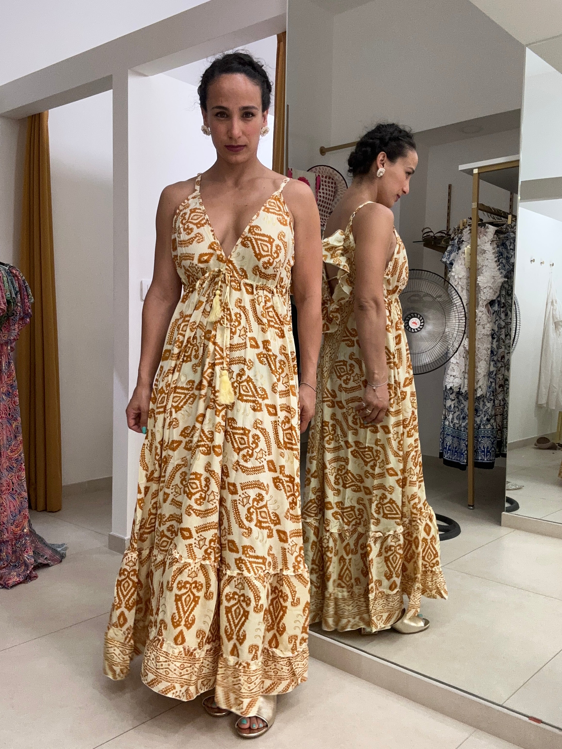 Abito India rouches dett oro 4