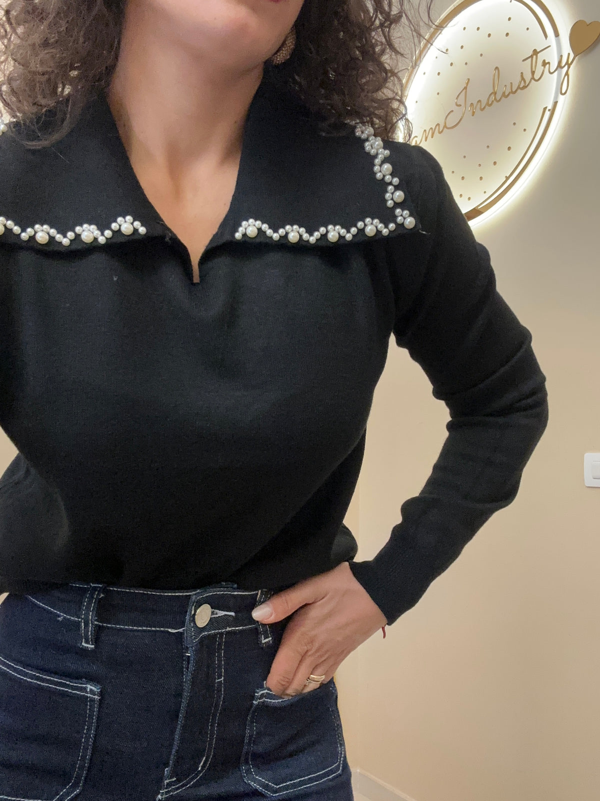 Pull maxi collo perline