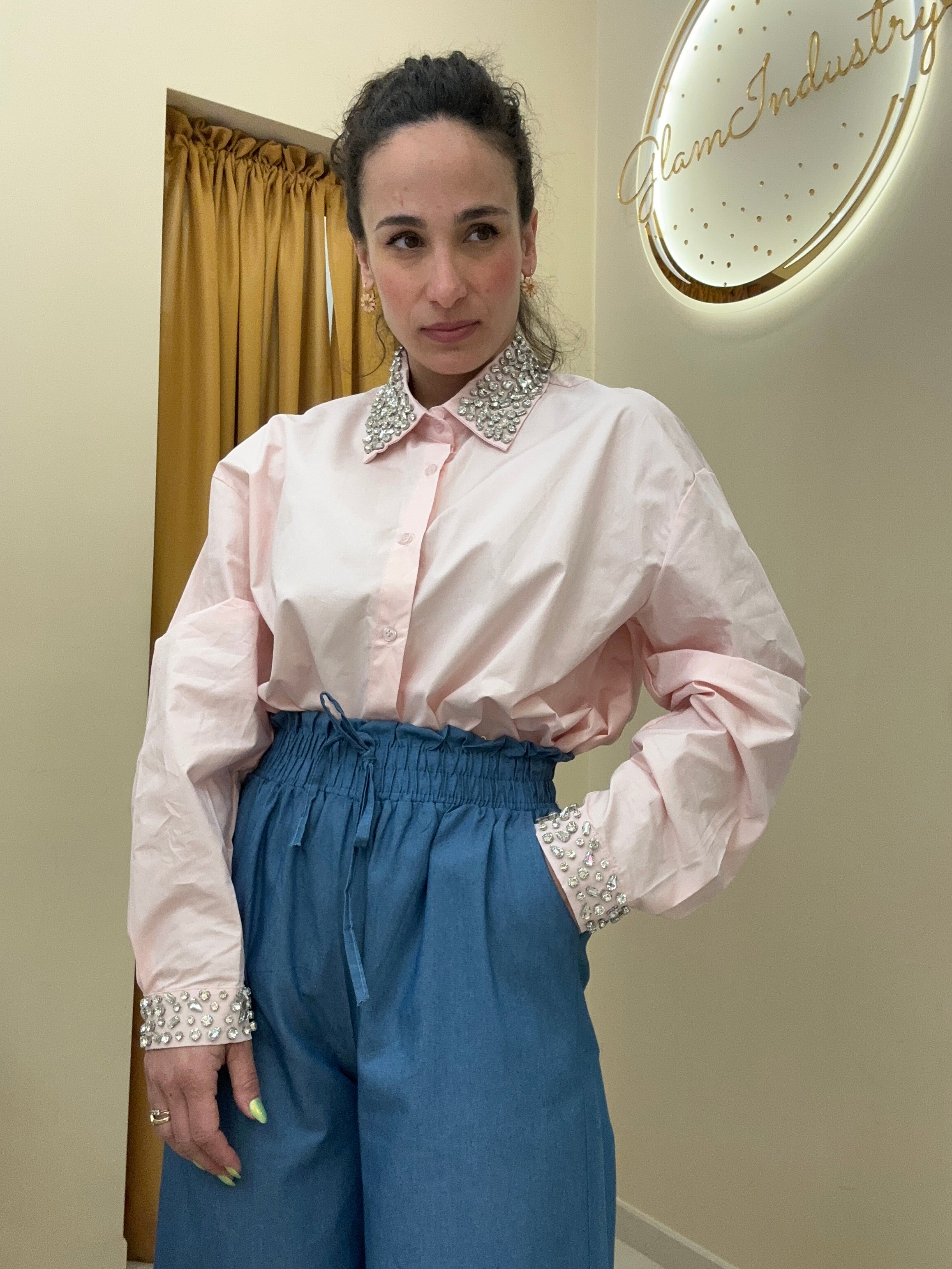 Camicia gioiello rosa
