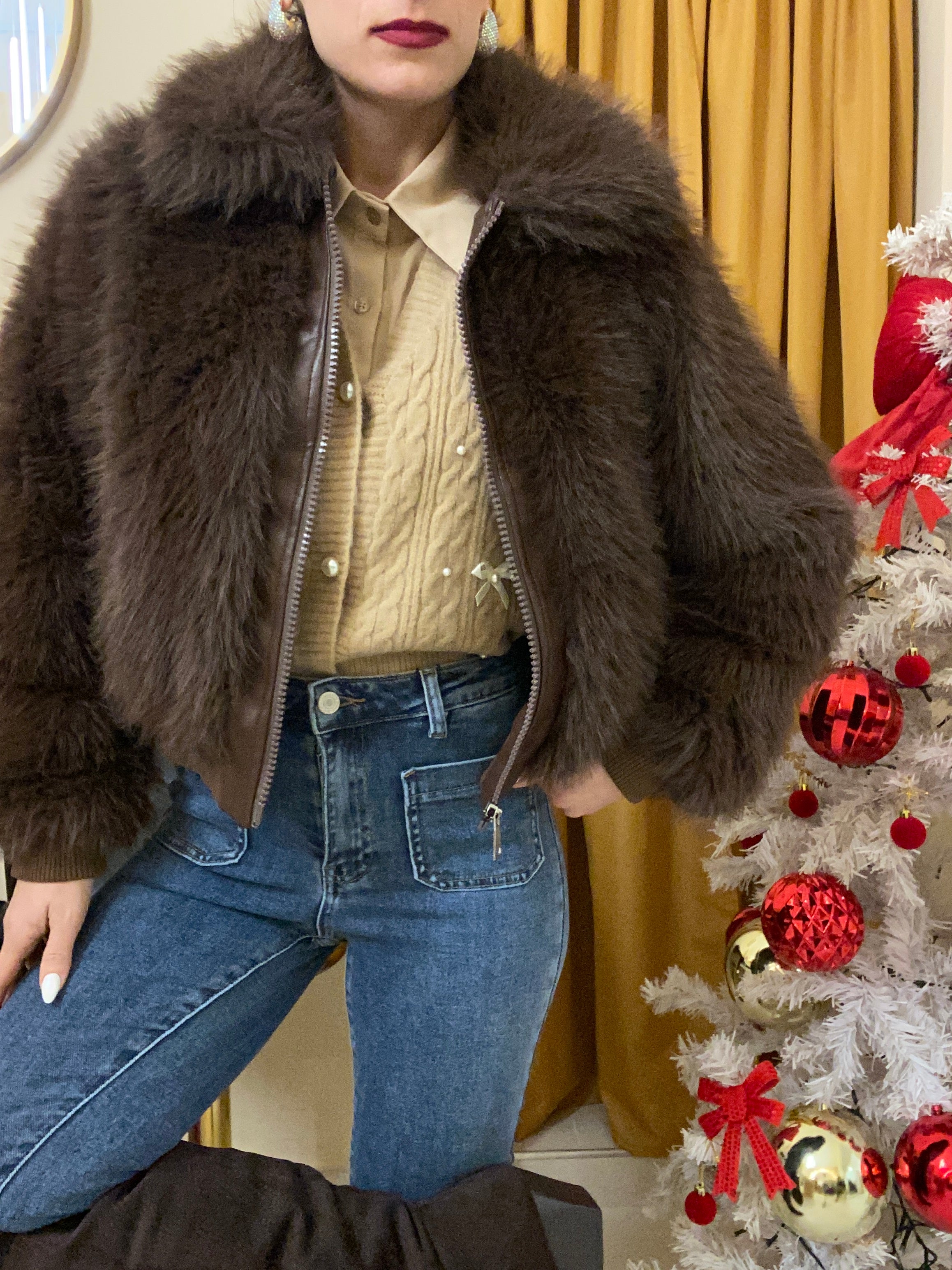 EcoPelliccia bomber con colletto