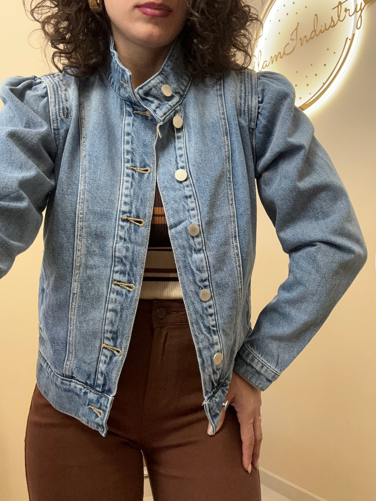 Giacca in jeans manica a sbuffo