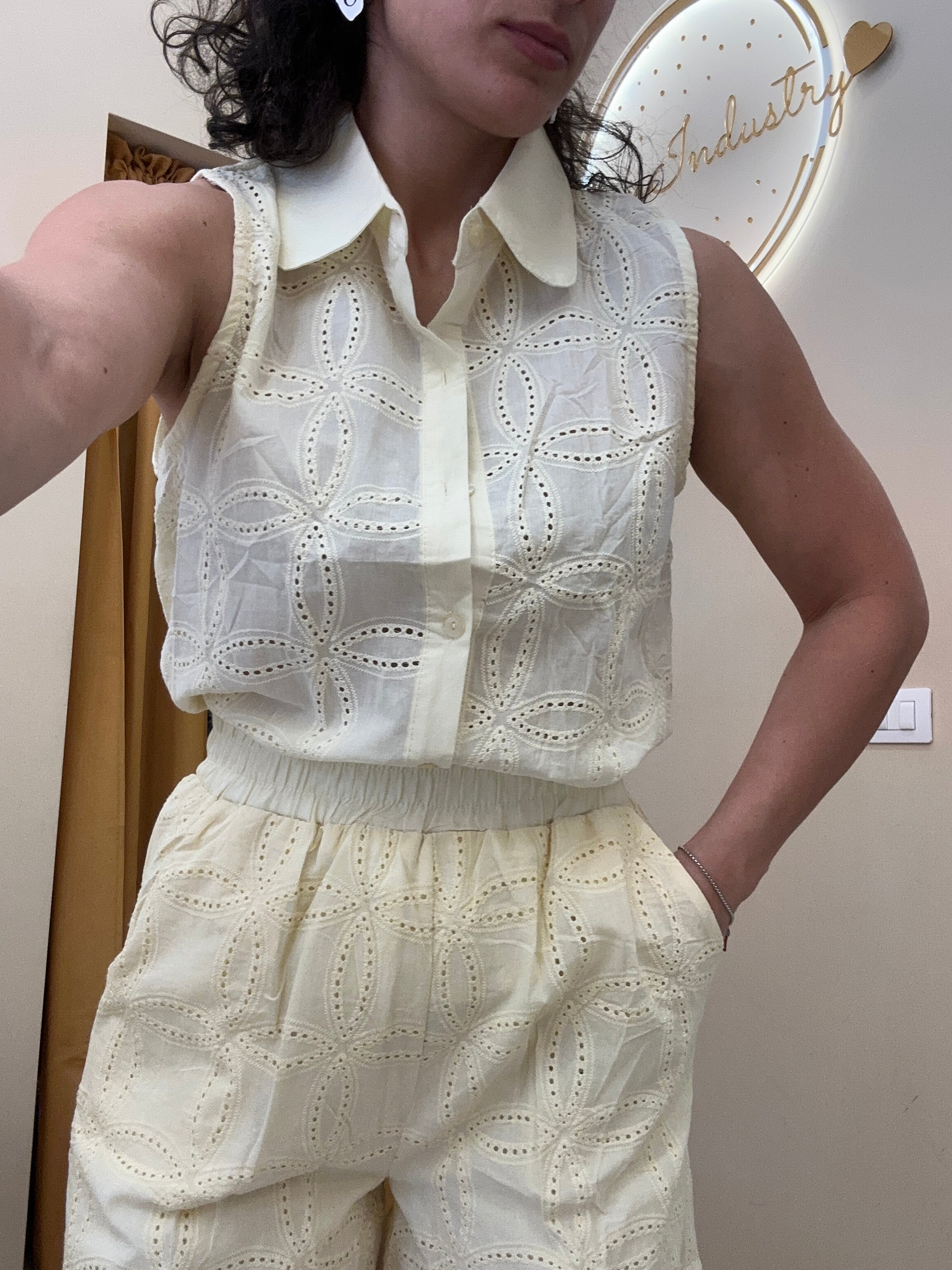 Coordinato camicia pizzo sangallo