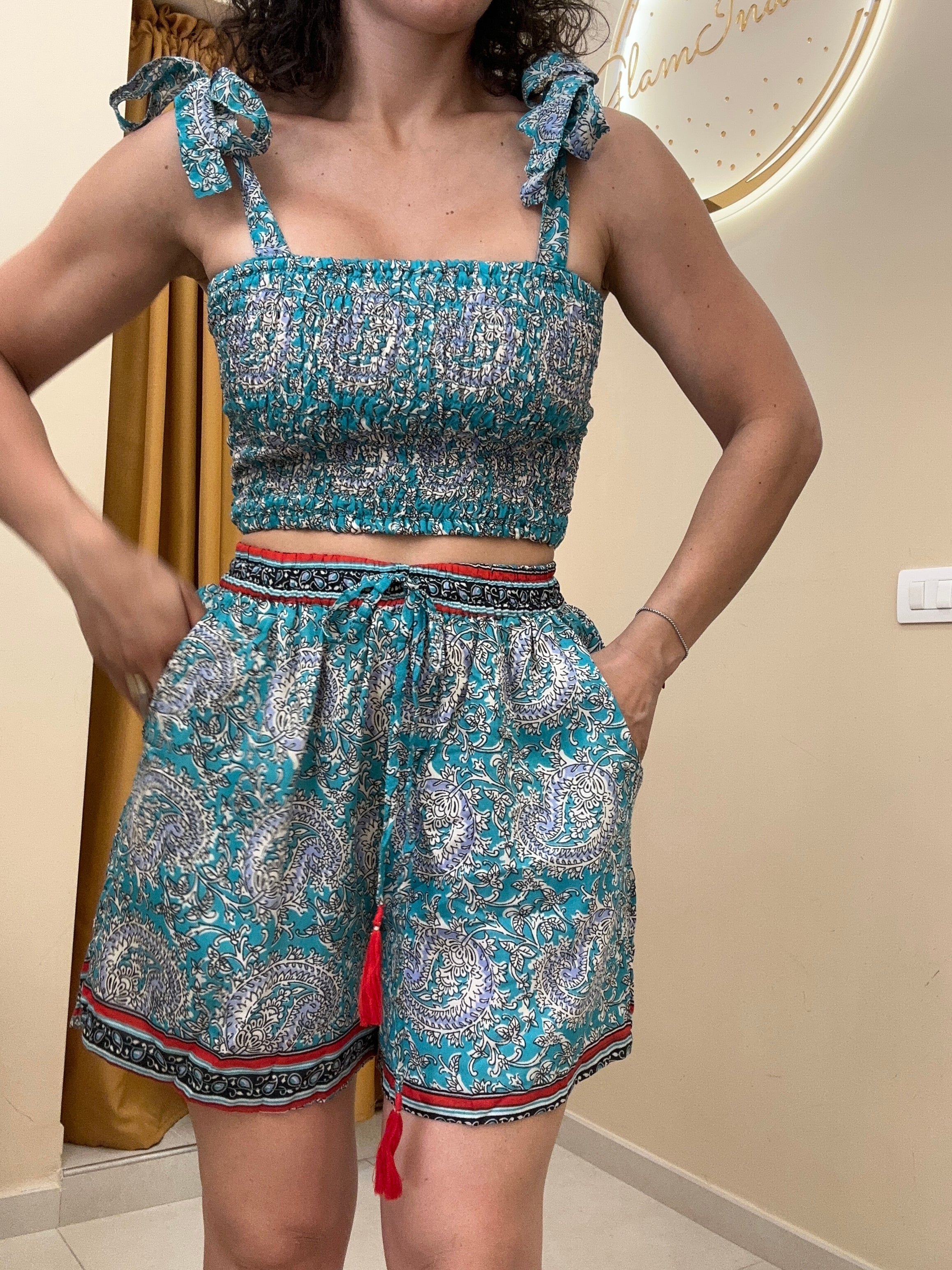 Coordinato India Short celeste