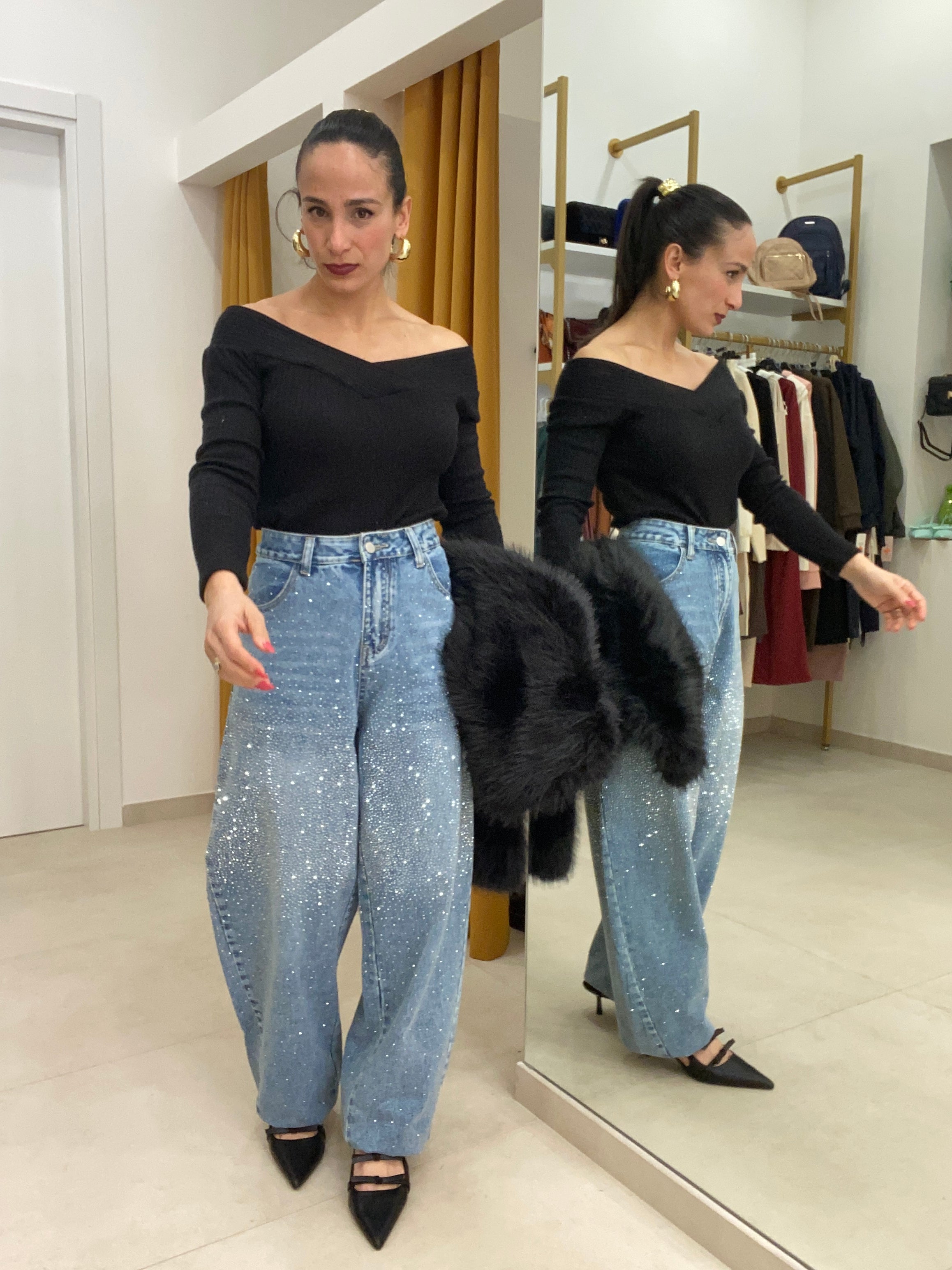 Jeans ballon brillantini