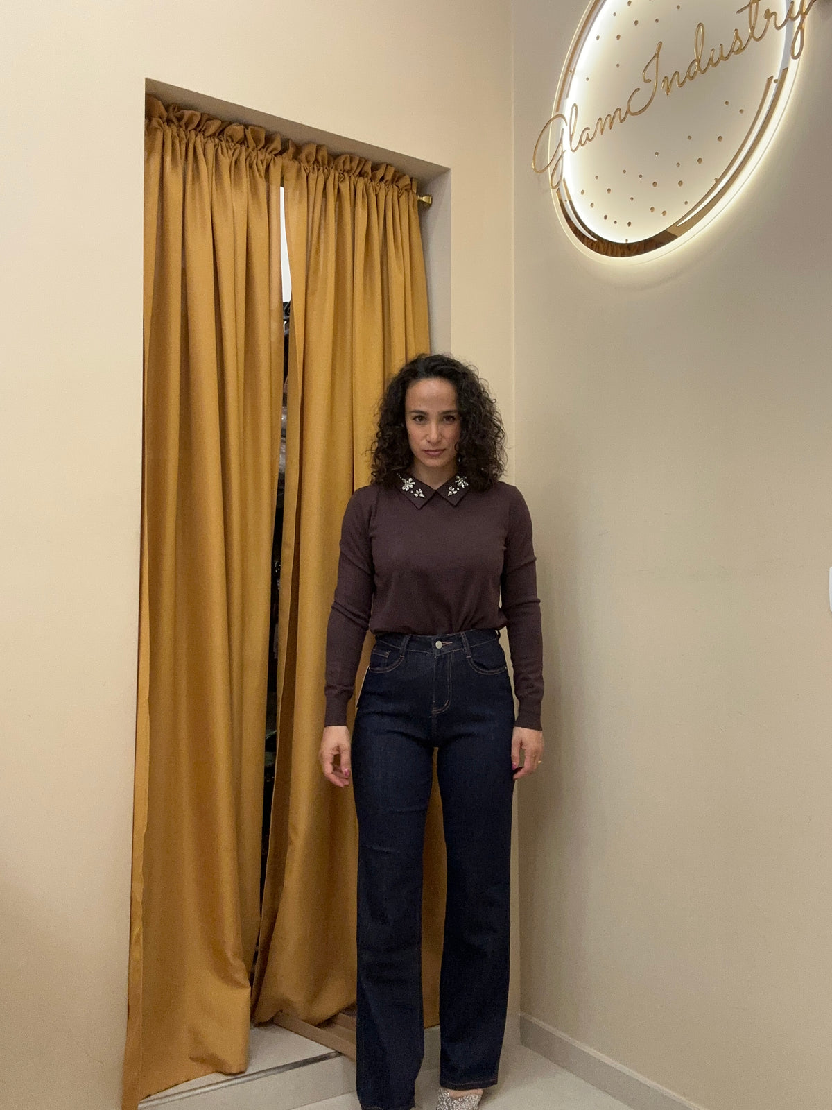 Jeans semplice con cucite color 35-01