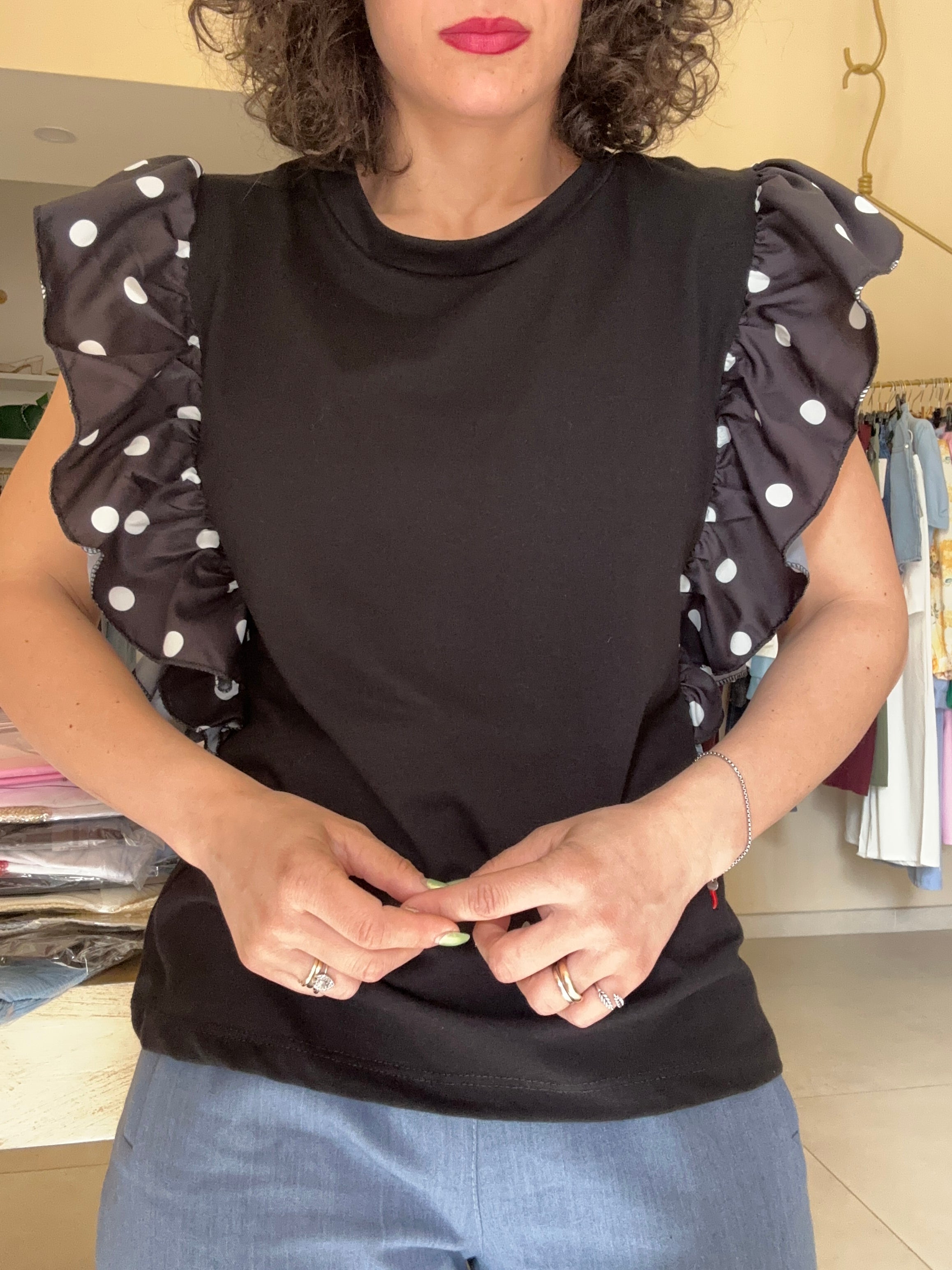 T-shirt rouches pois