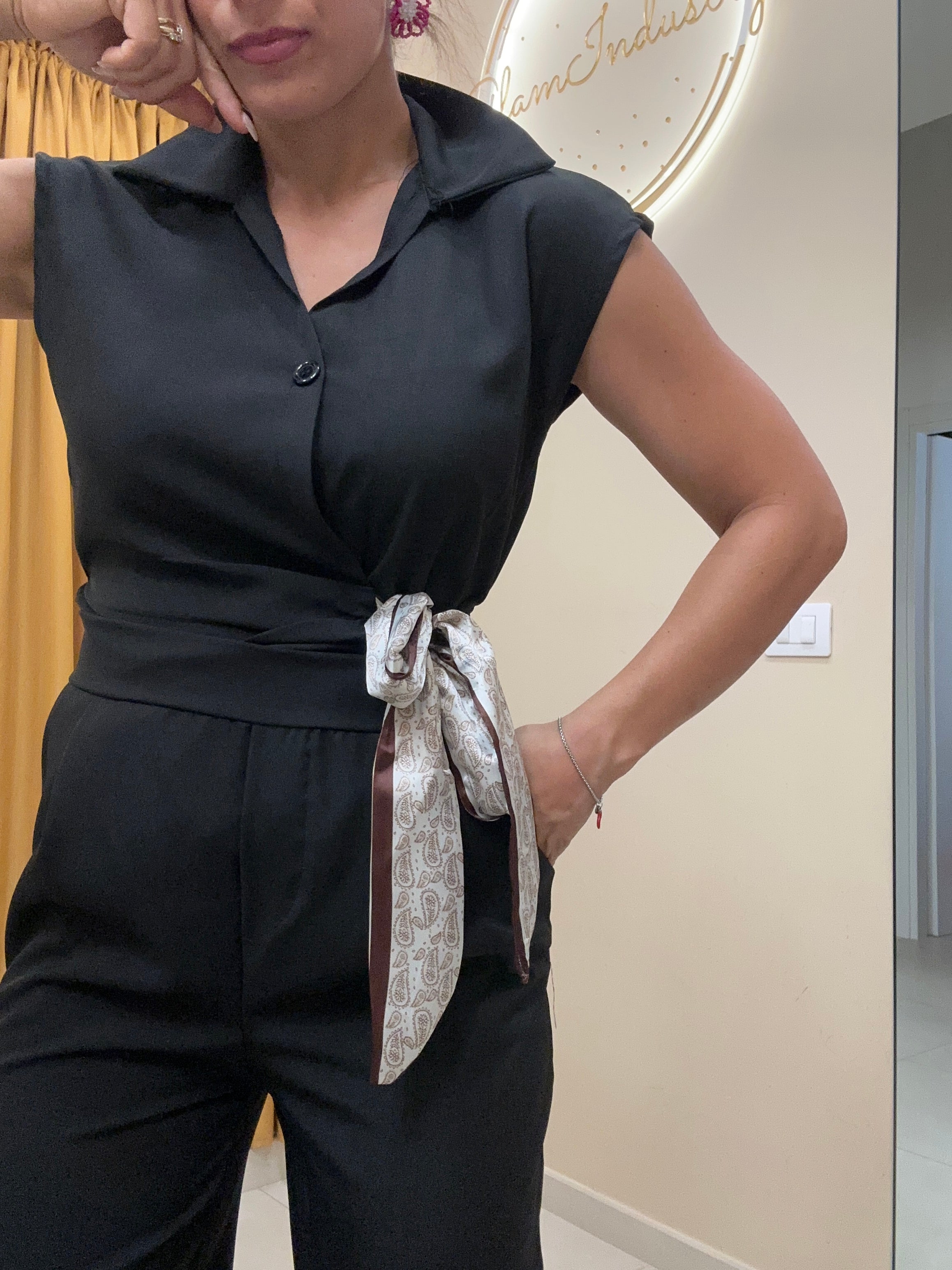 Coordinato chic camicia fiocco nero