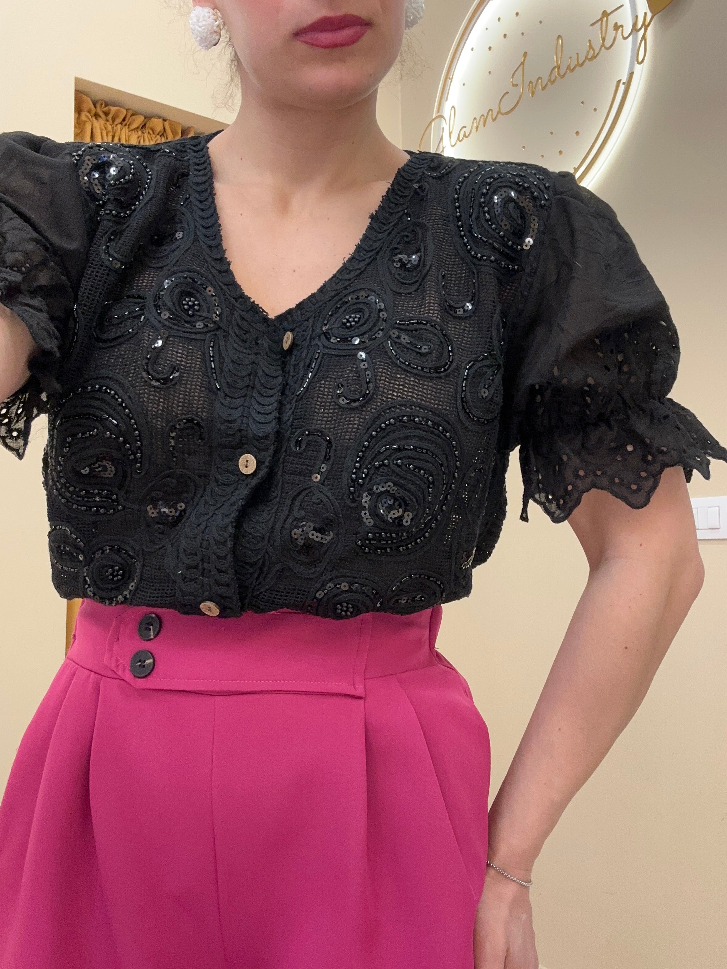 Cardigan/maglia filo NERO