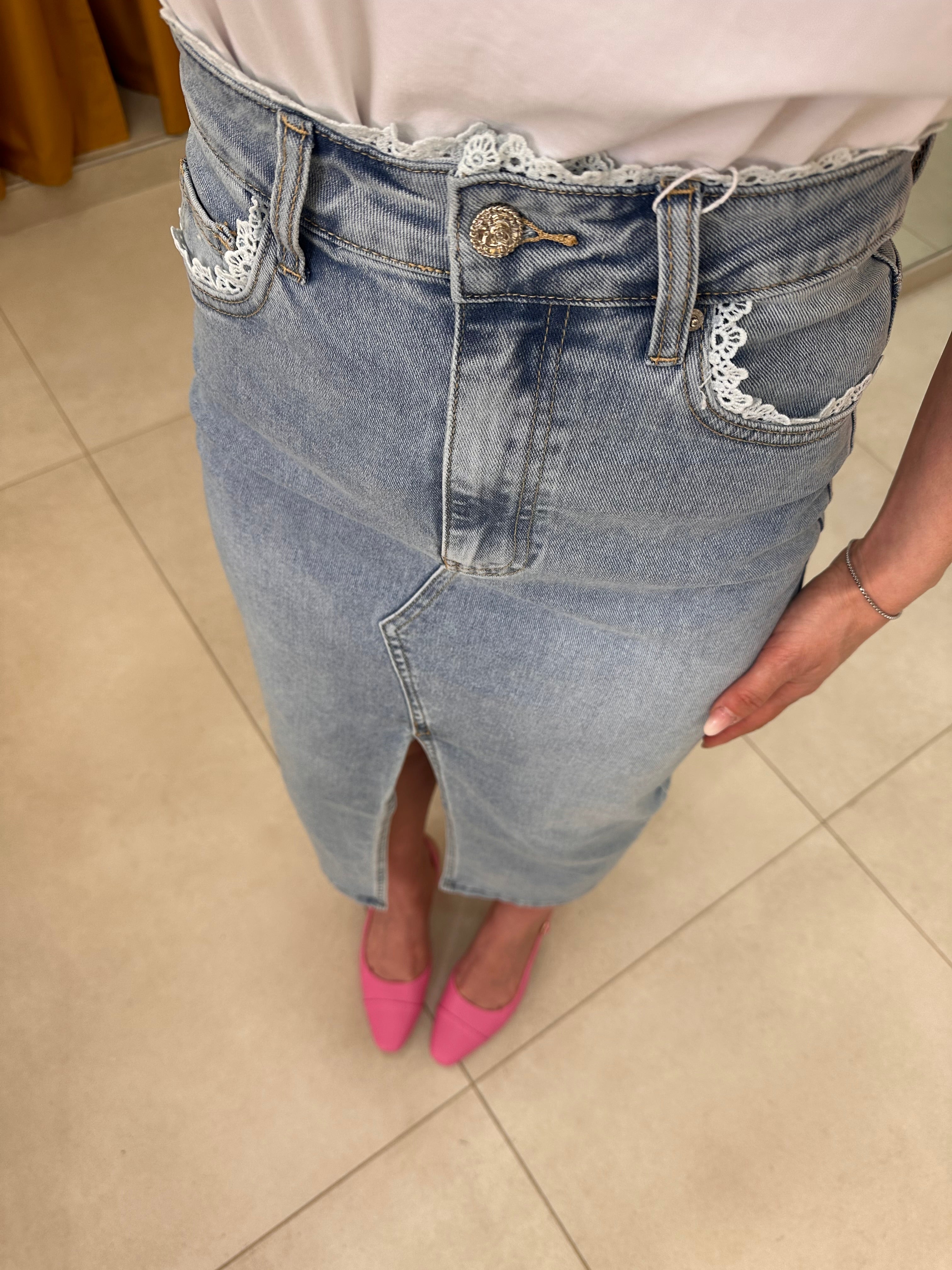 Longuette in DENIM con merletto