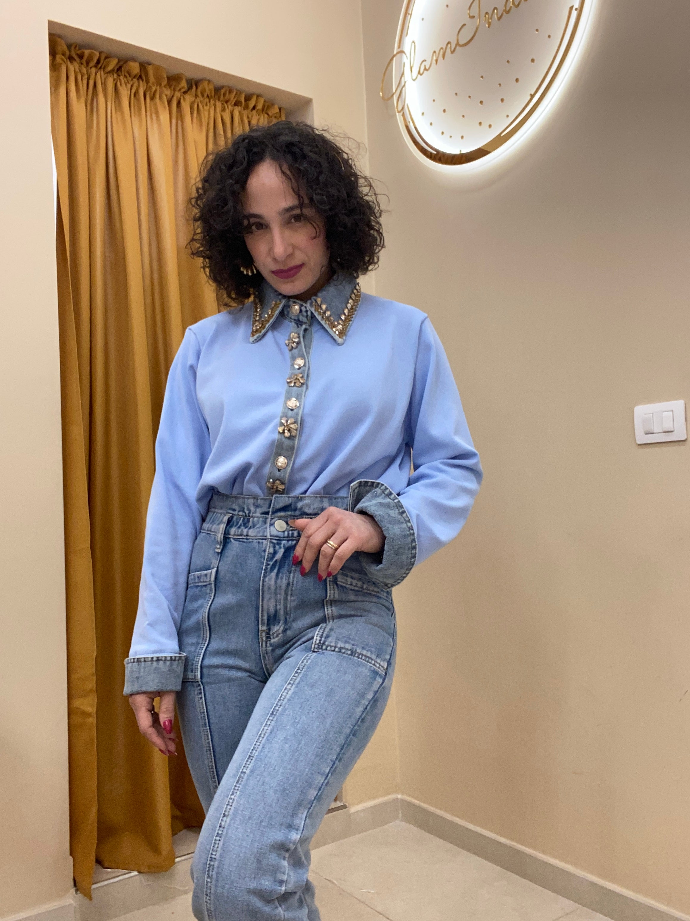 Maglia in filo luxury CELESTE