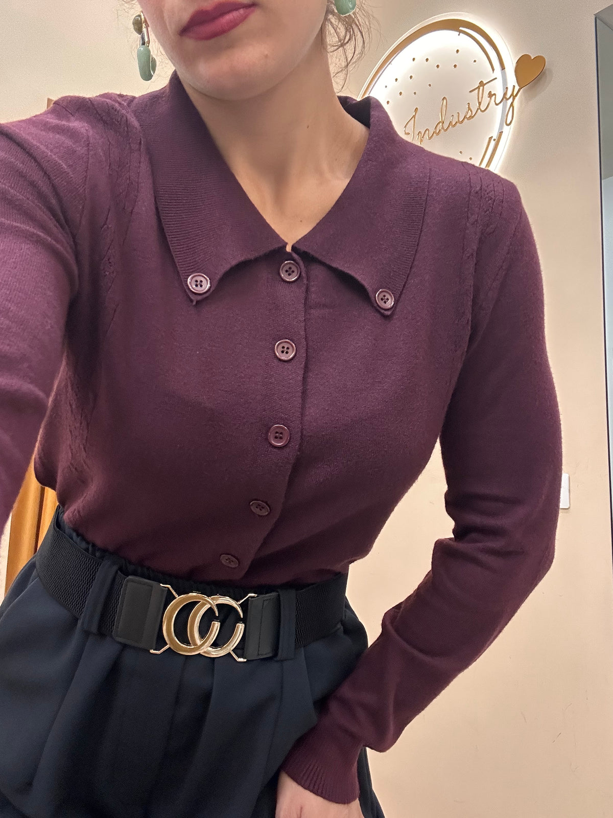 Polo cardigan con foulard