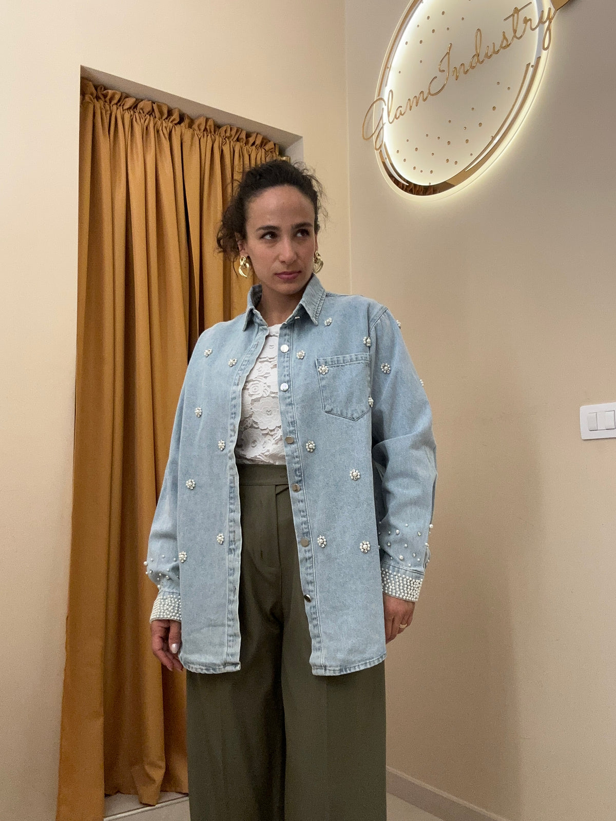 Maxi camicia perline