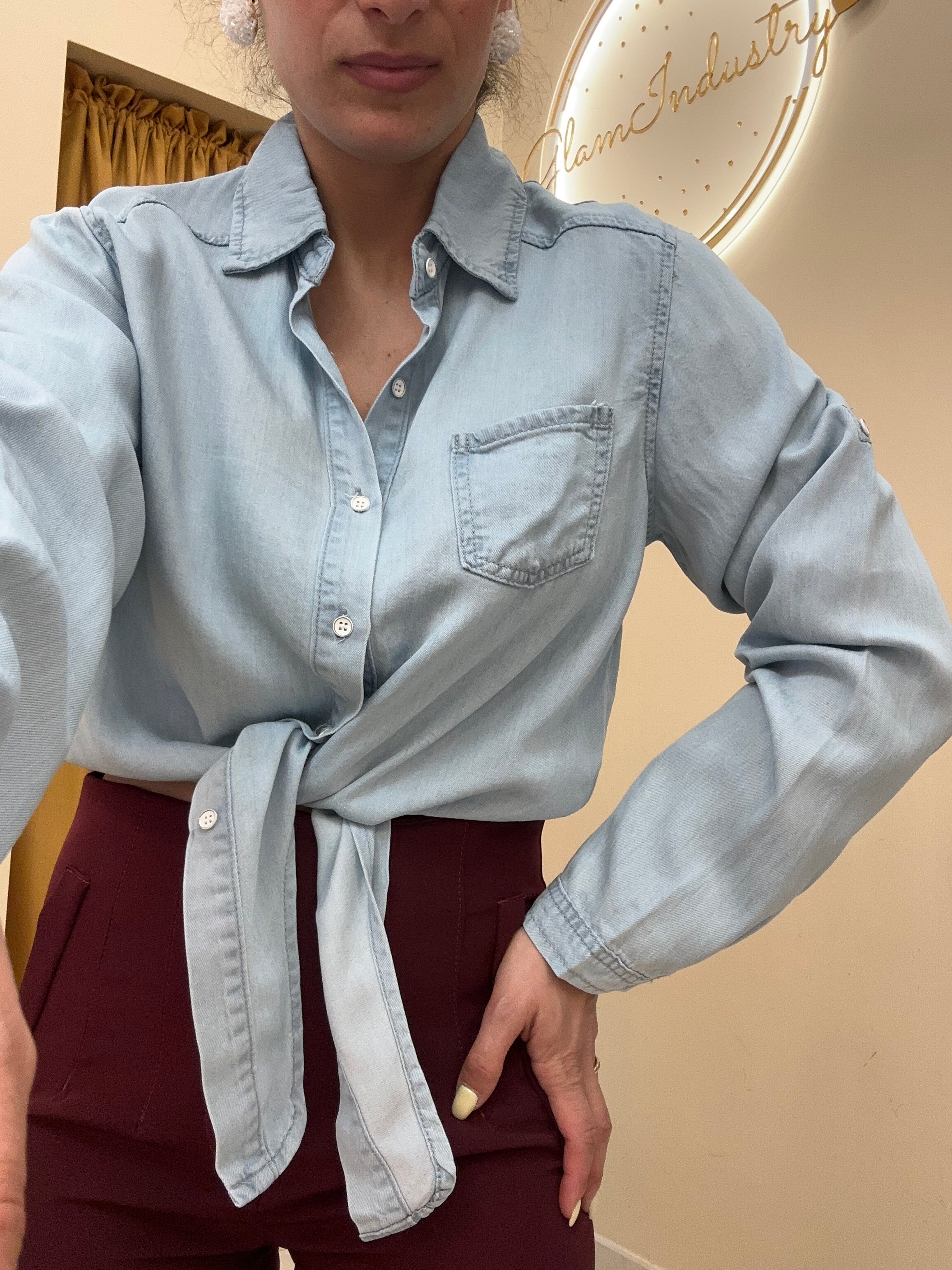 Camicia denim fiocco