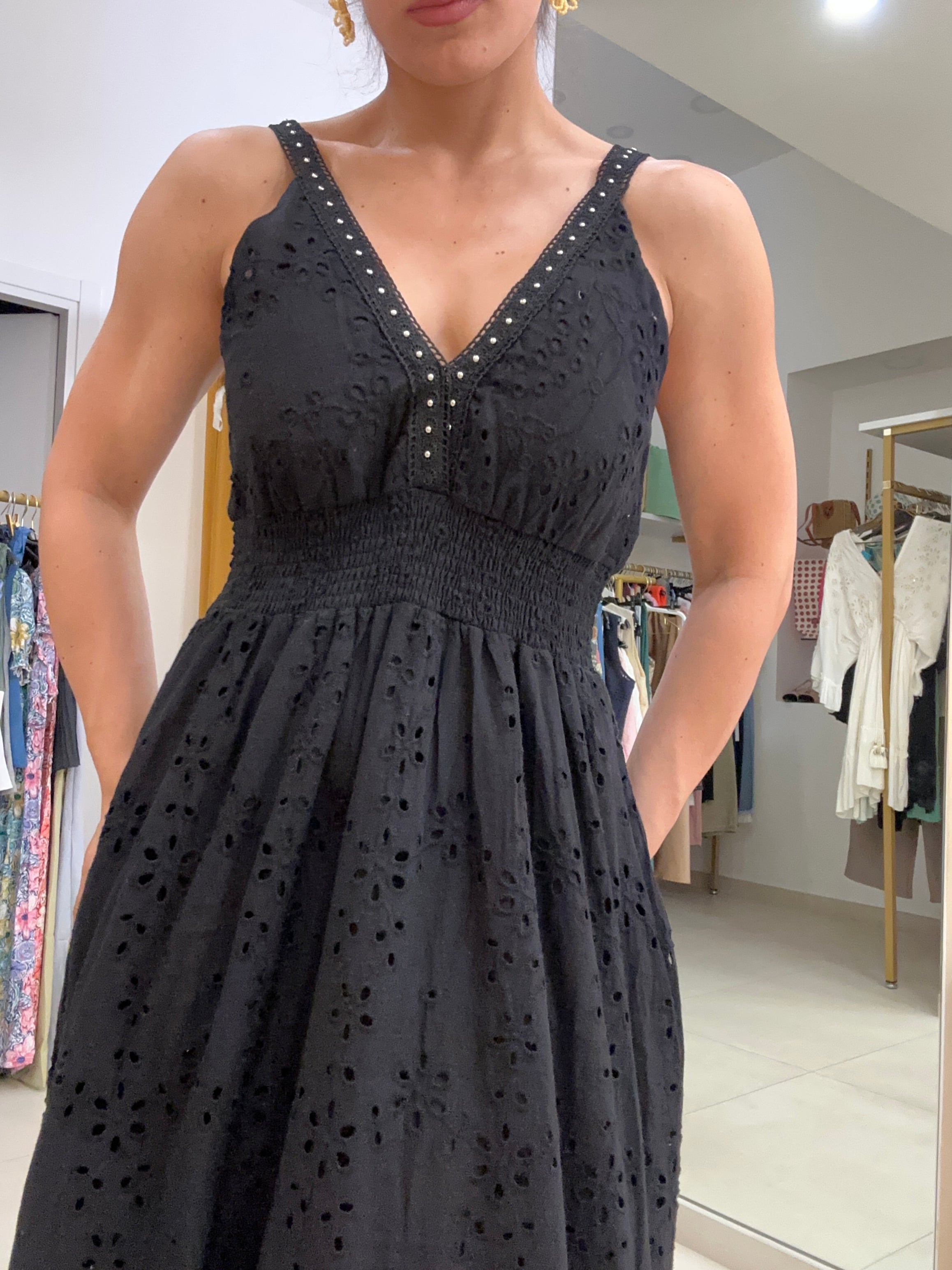 Abito borchie argento pizzo sangallo