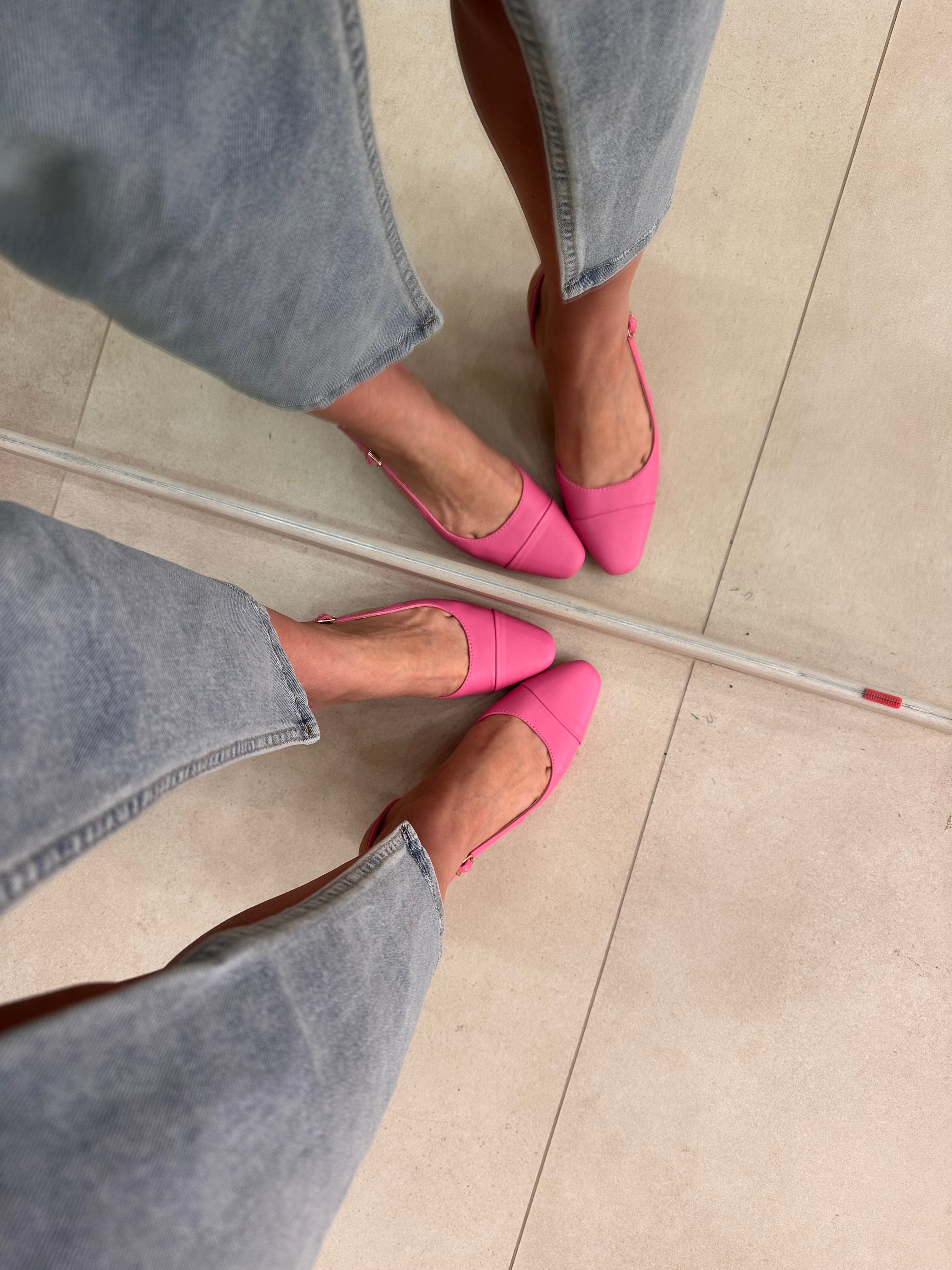 Slingback ecopelle rosa