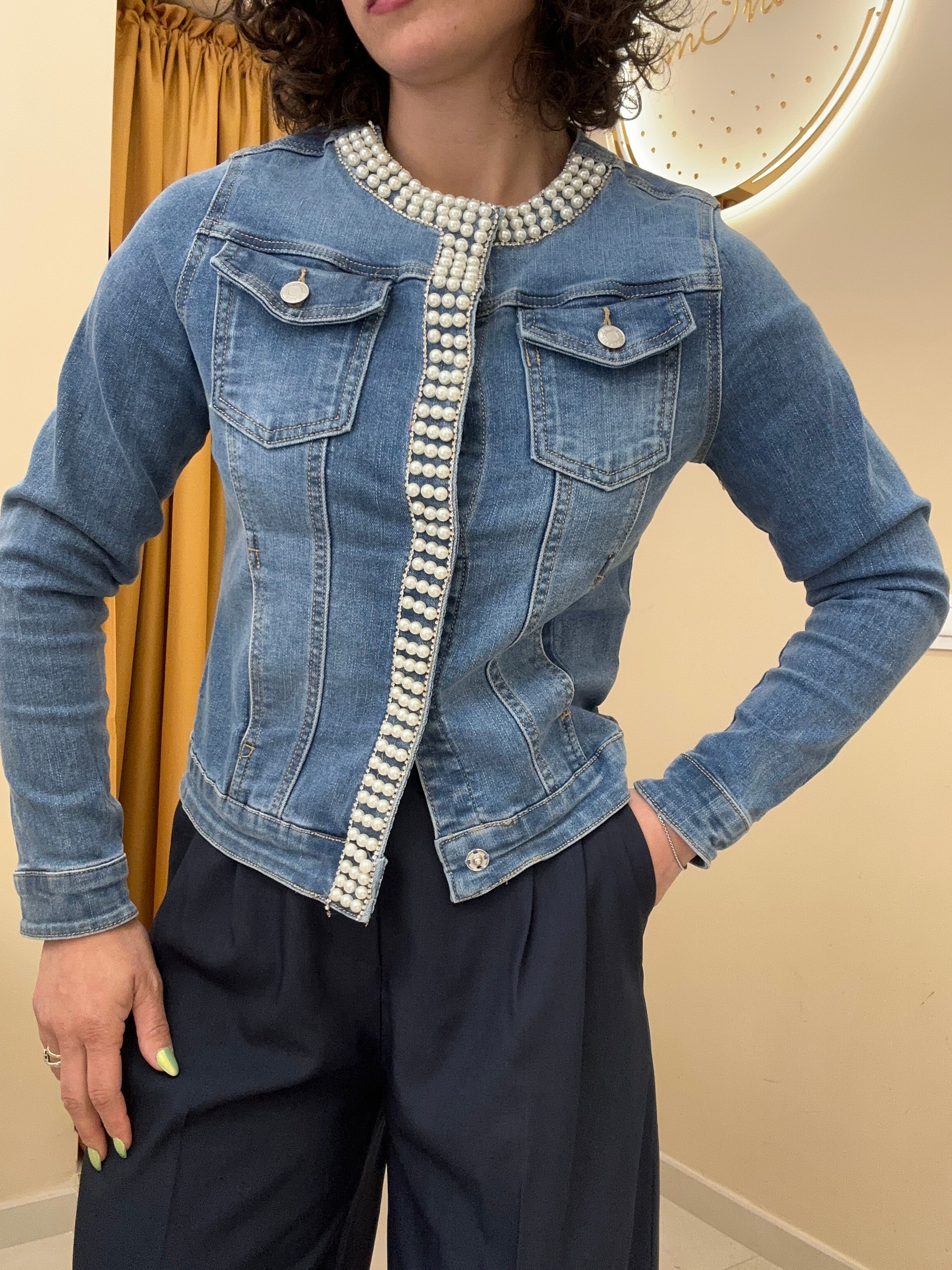 Giacca jeans perle
