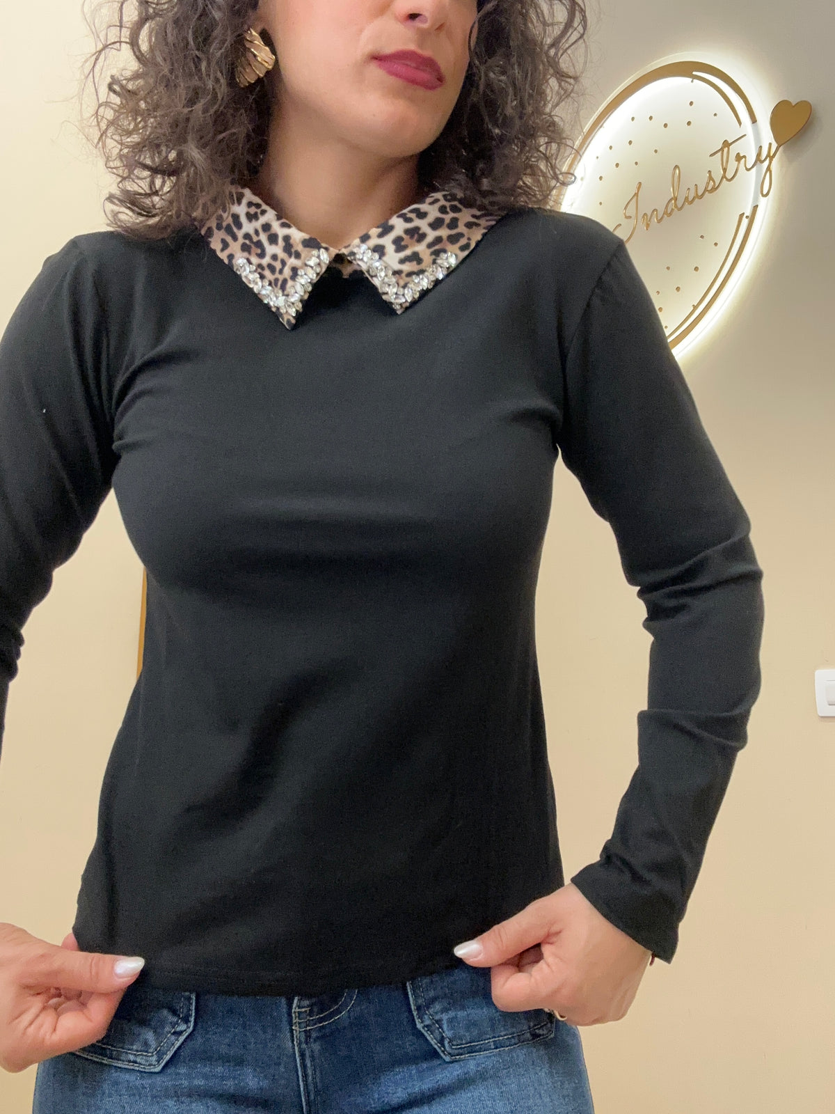 Maglia colletto animalier