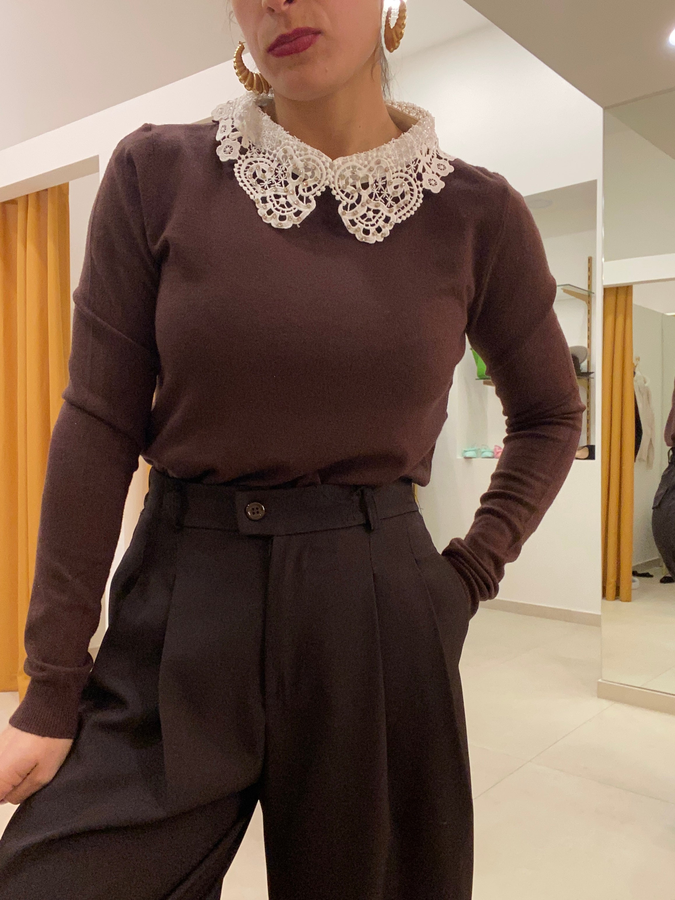 Pull colletto merletto