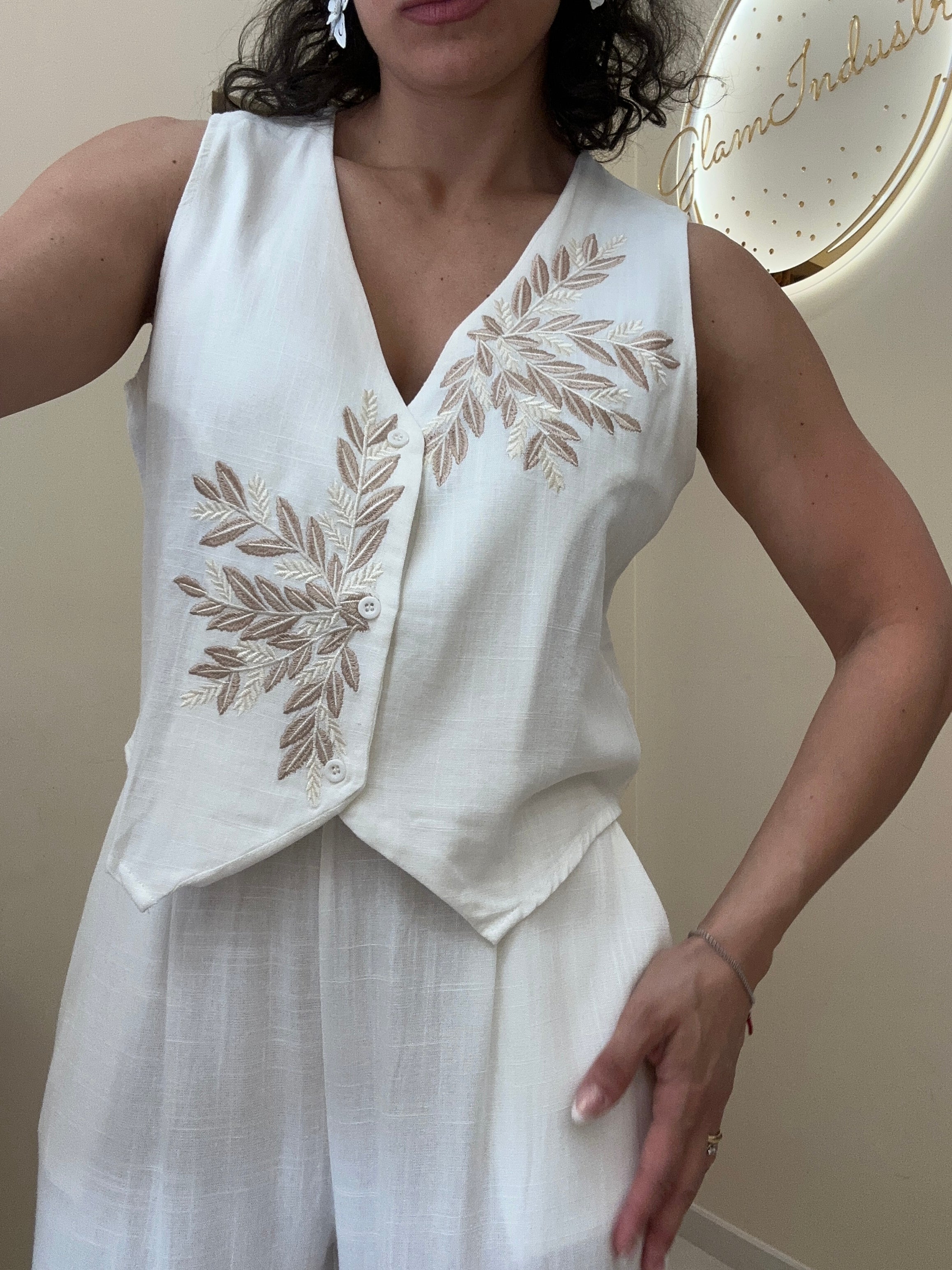 Tailleur fiori 65% lino