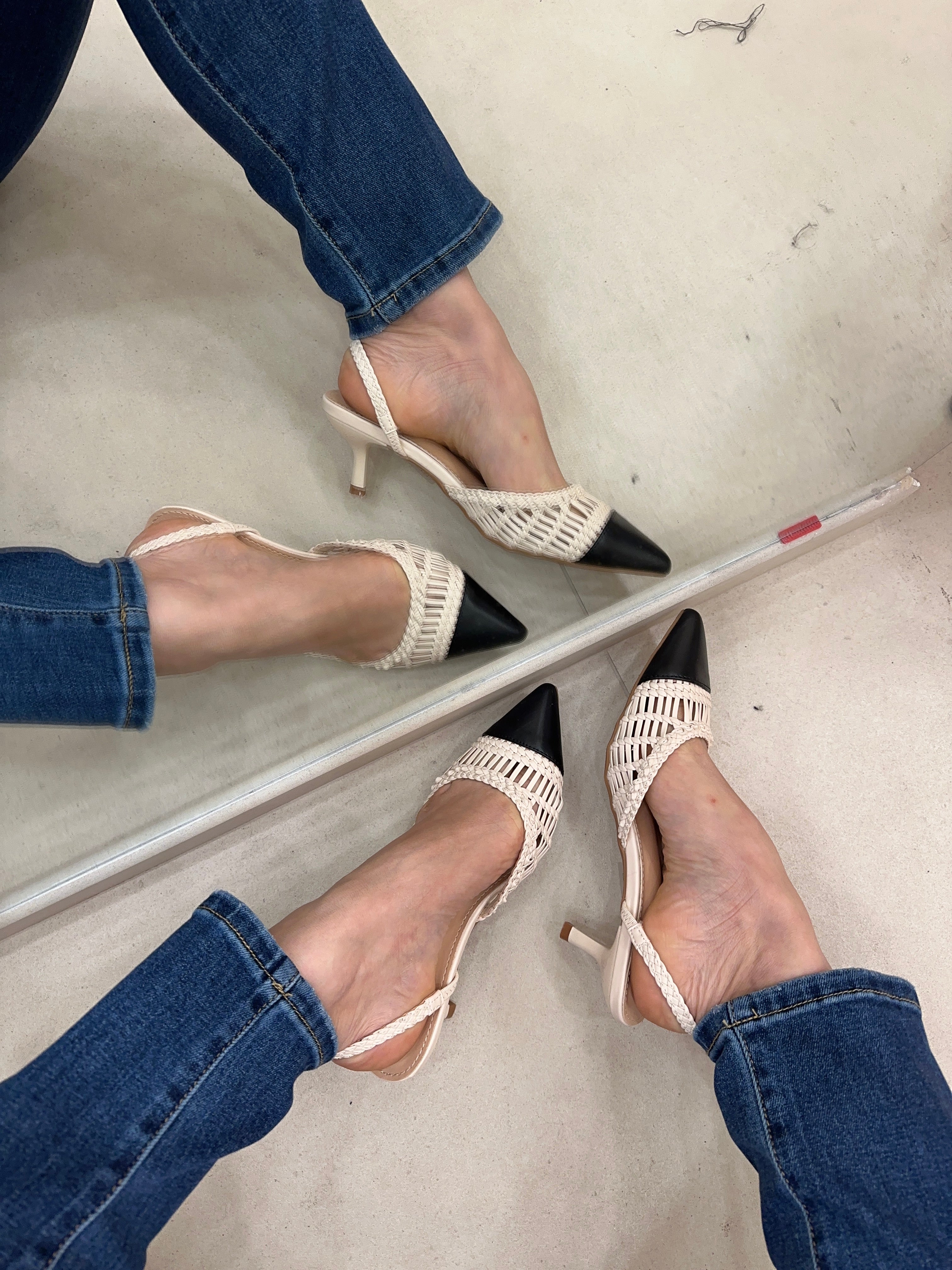 Slingback lavorate in BEIGE