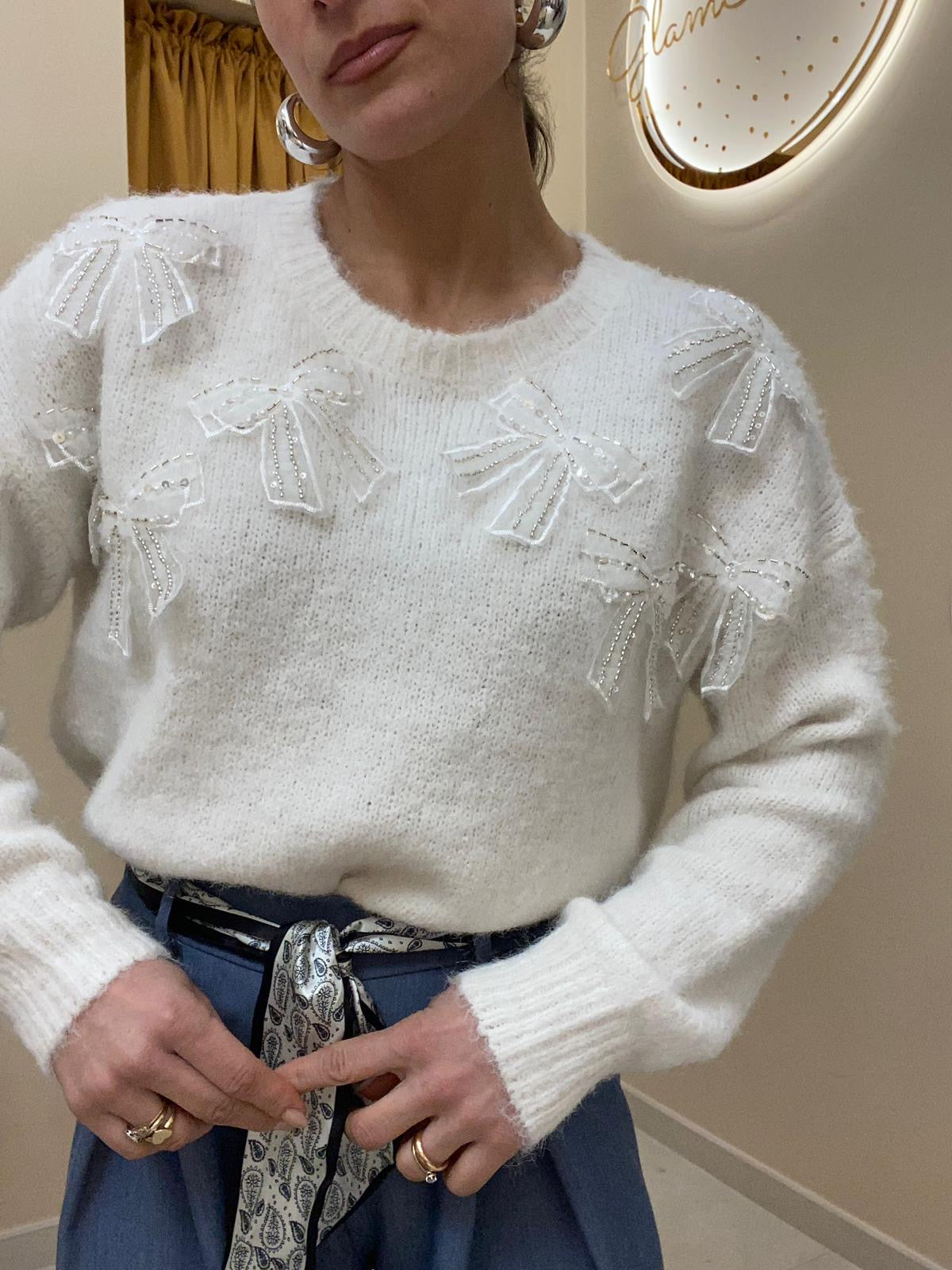 Maglione fiocco white