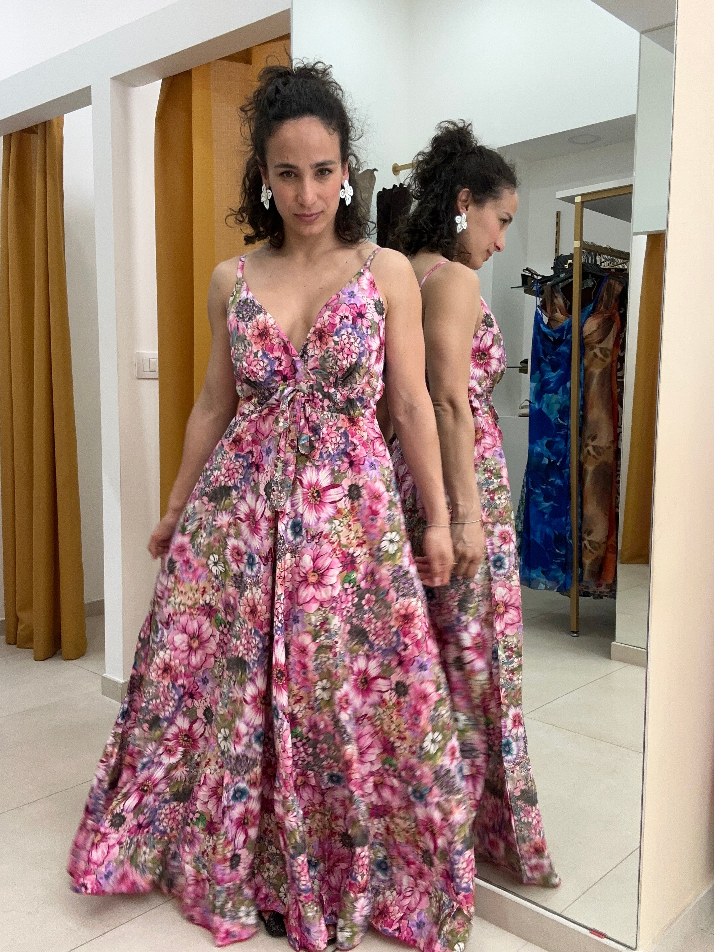 Abito India incrocio FUCSIA CH209