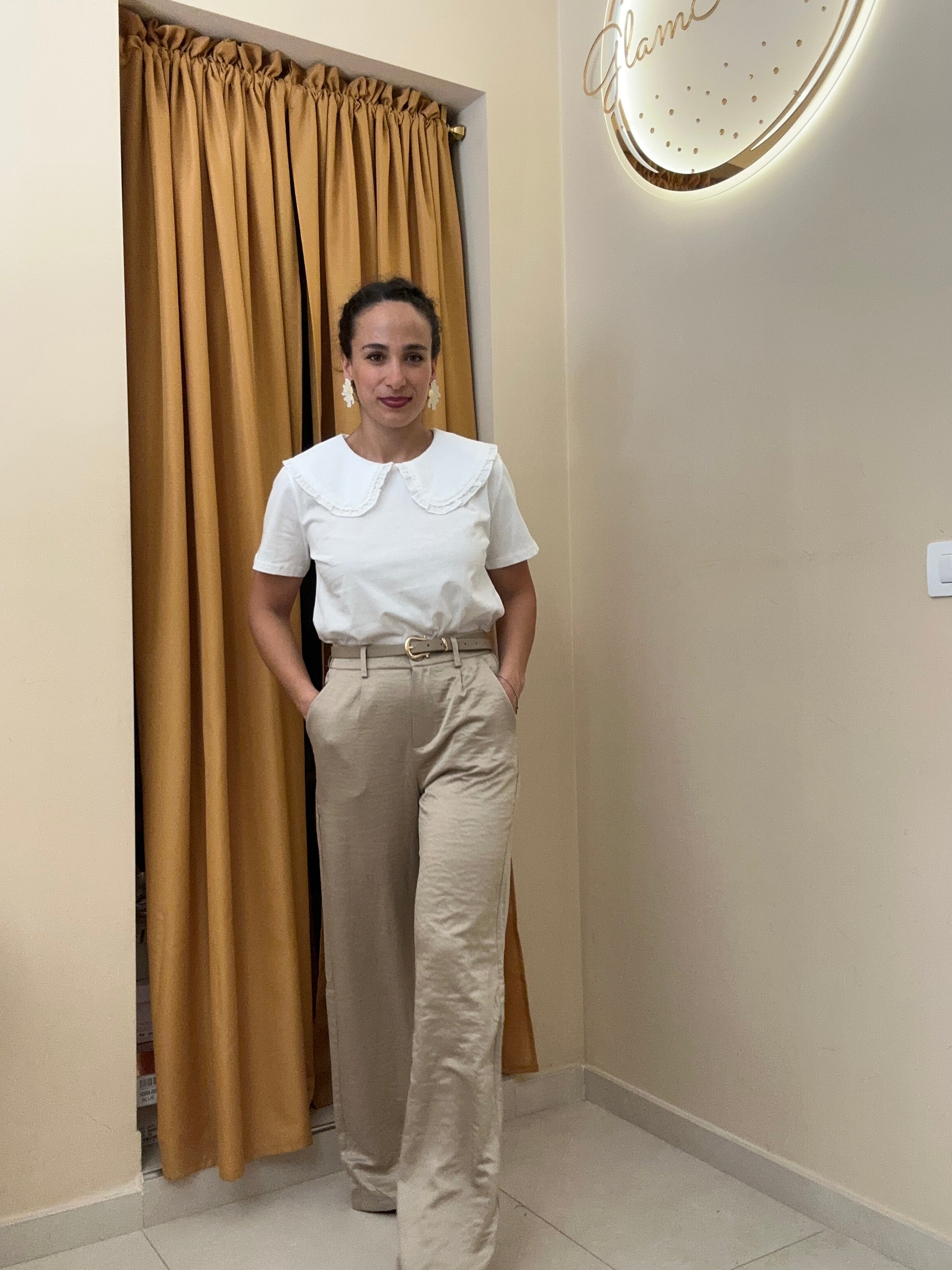 Pantalone effetto raso palazzo