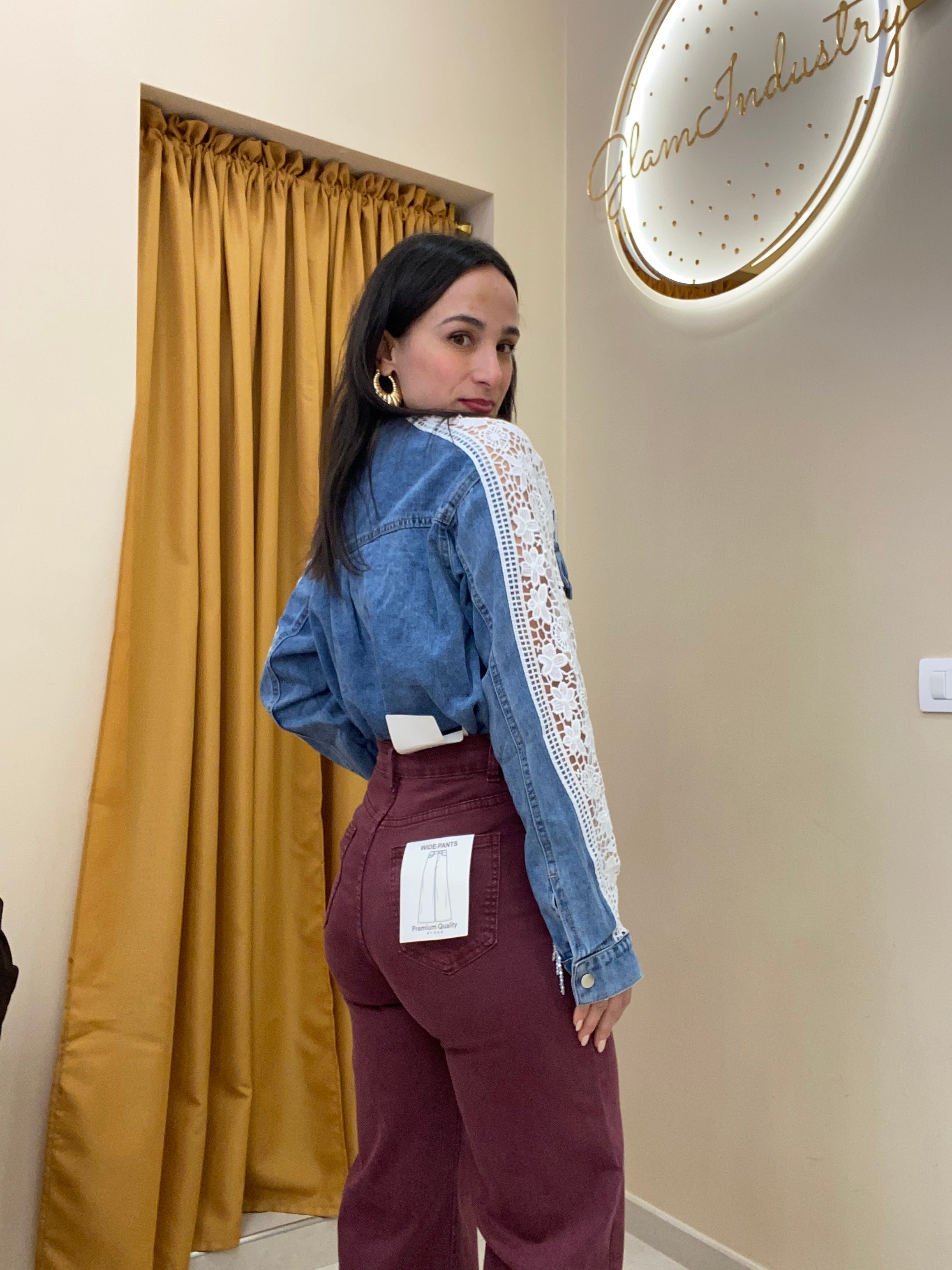 Camicia merletto e frange pietre