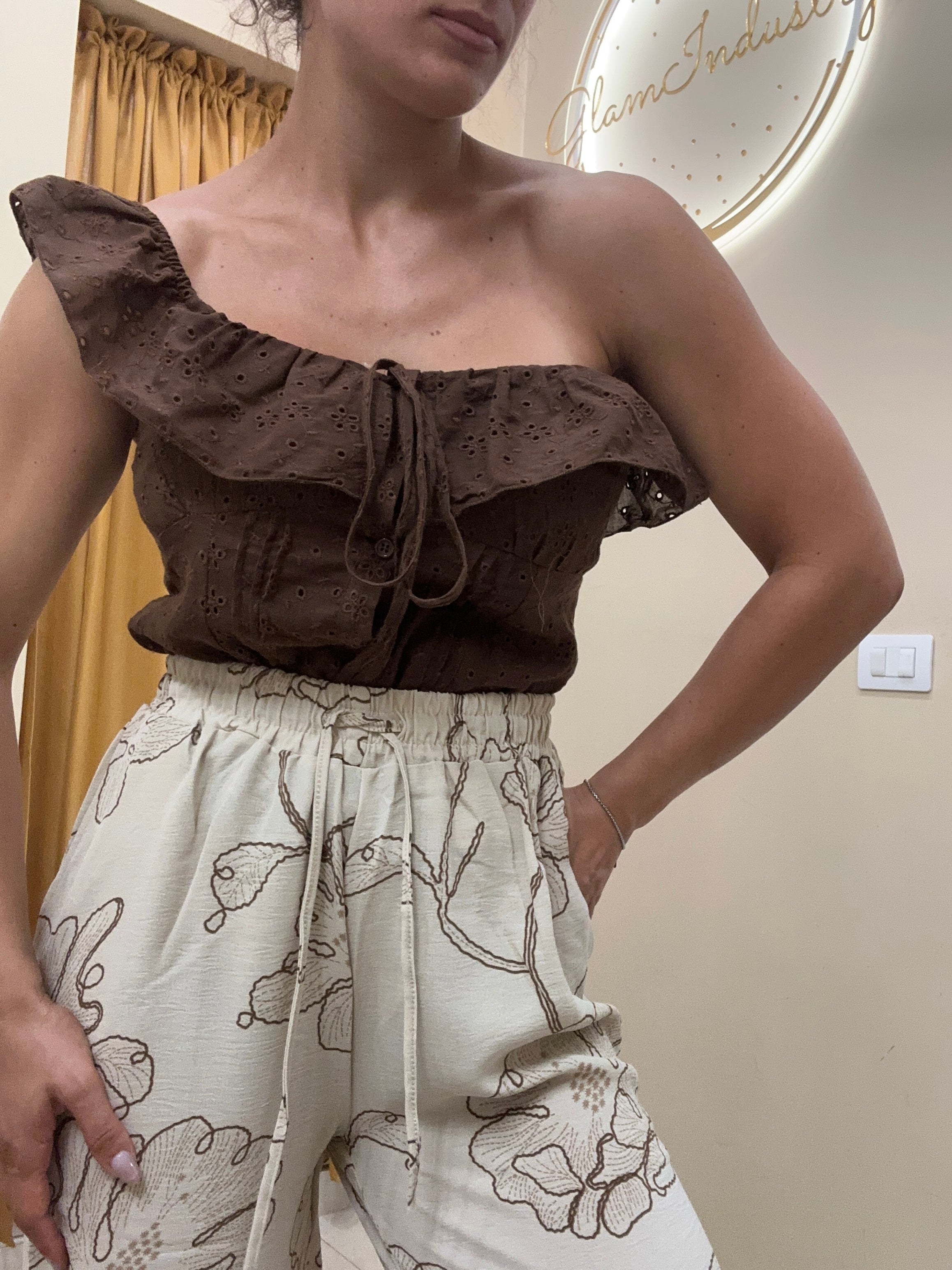 Camicia rouches in pizzo