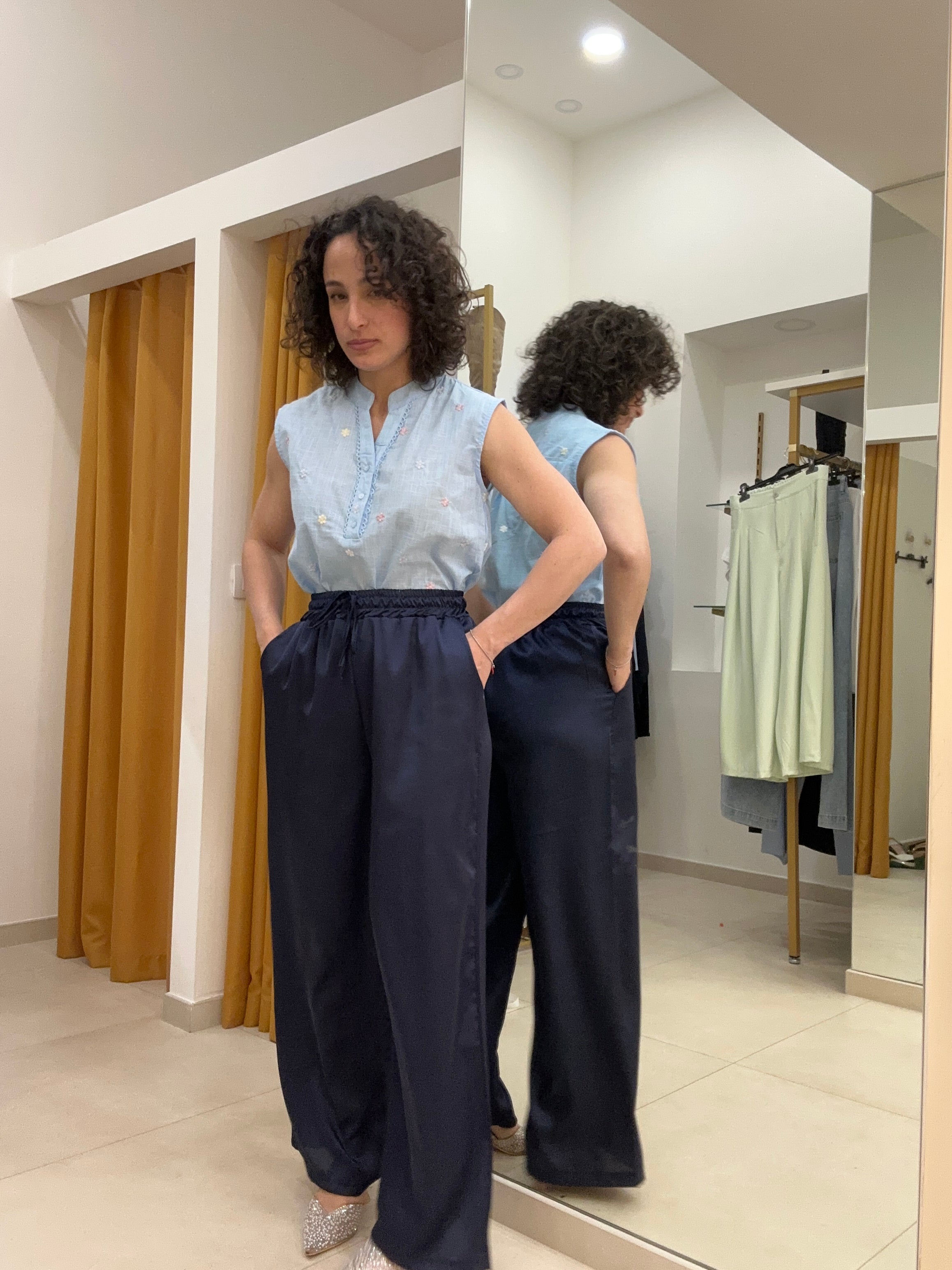 Pantalone in raso modello tuta