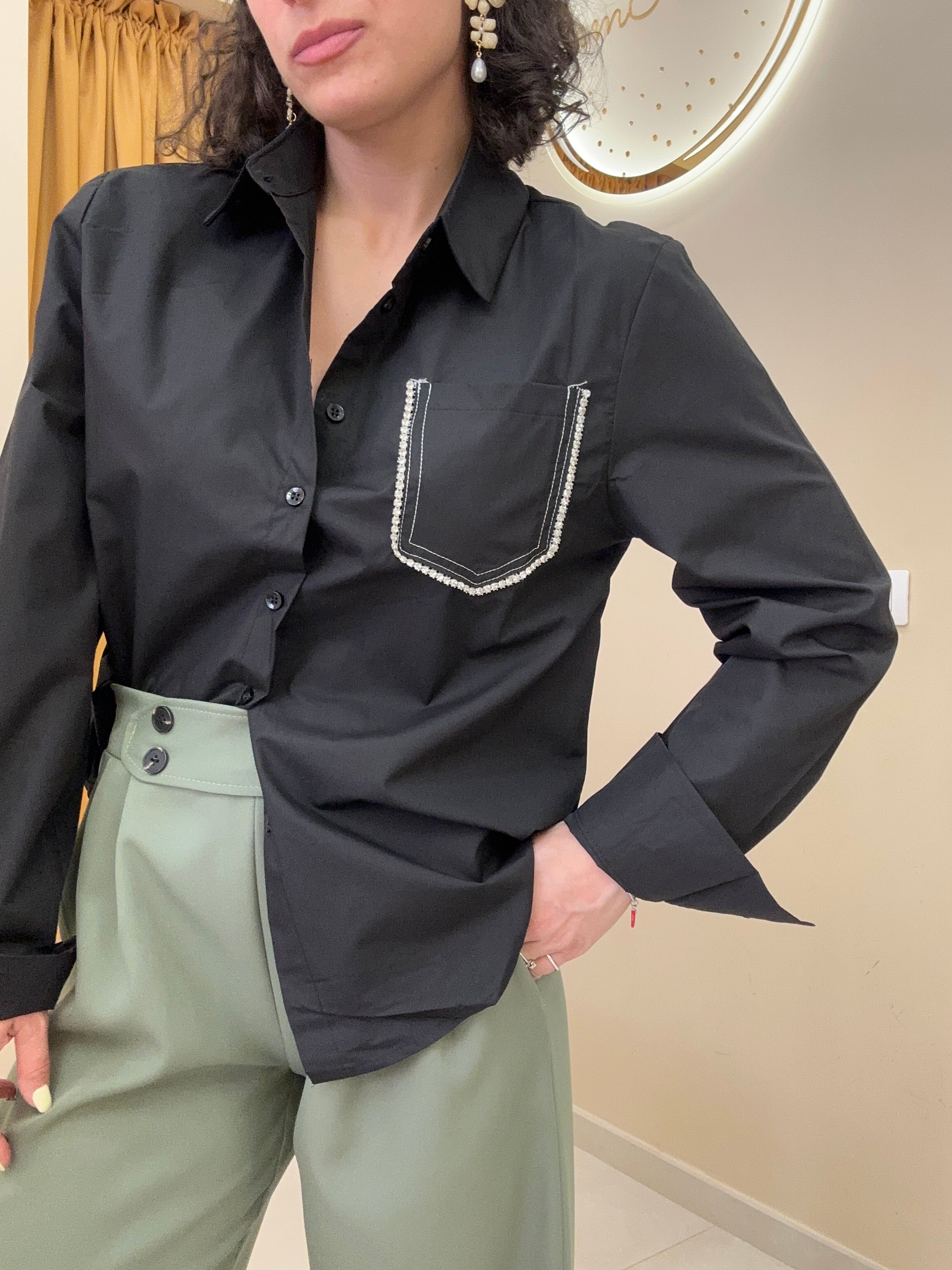 Camicia tasca brillantini