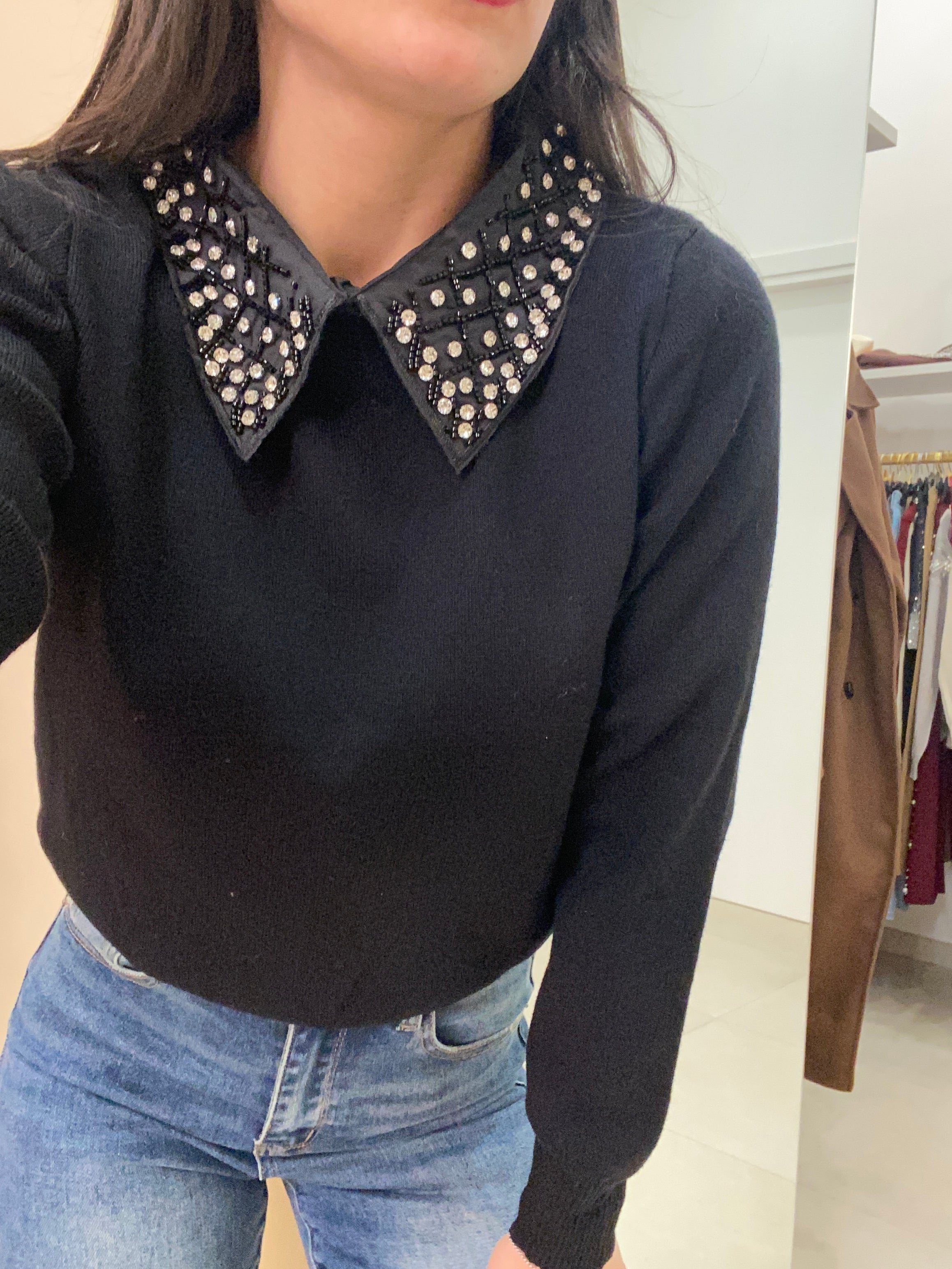 Pull colletto in raso