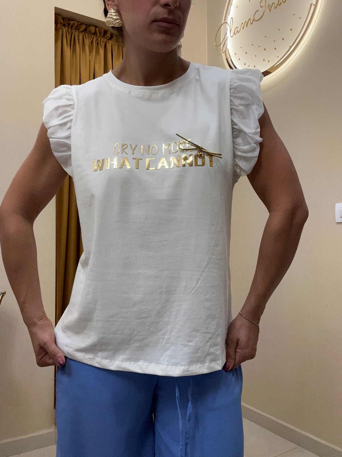 T-shirt scritta oro