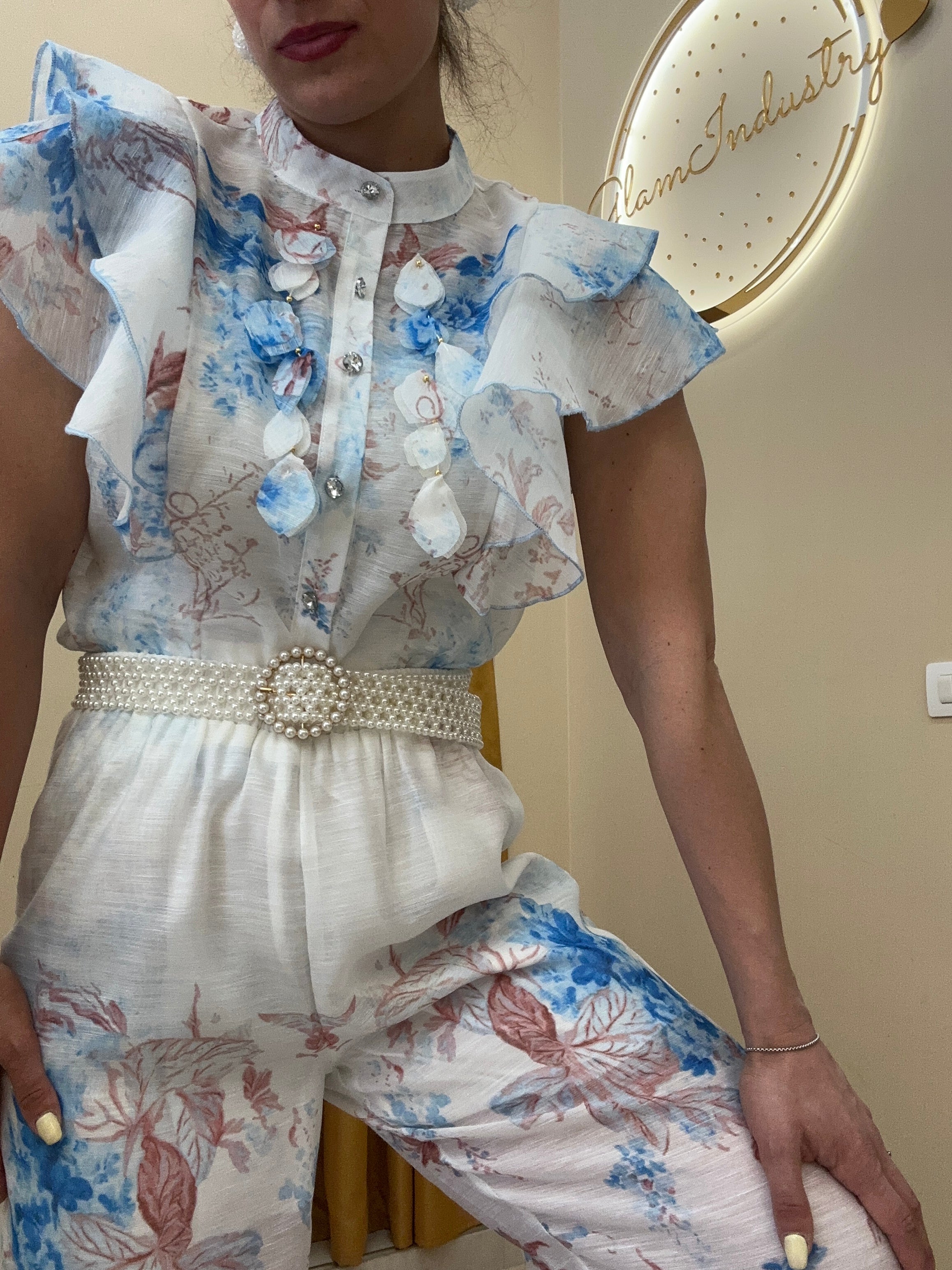 Coordinato celeste pantalone fashion