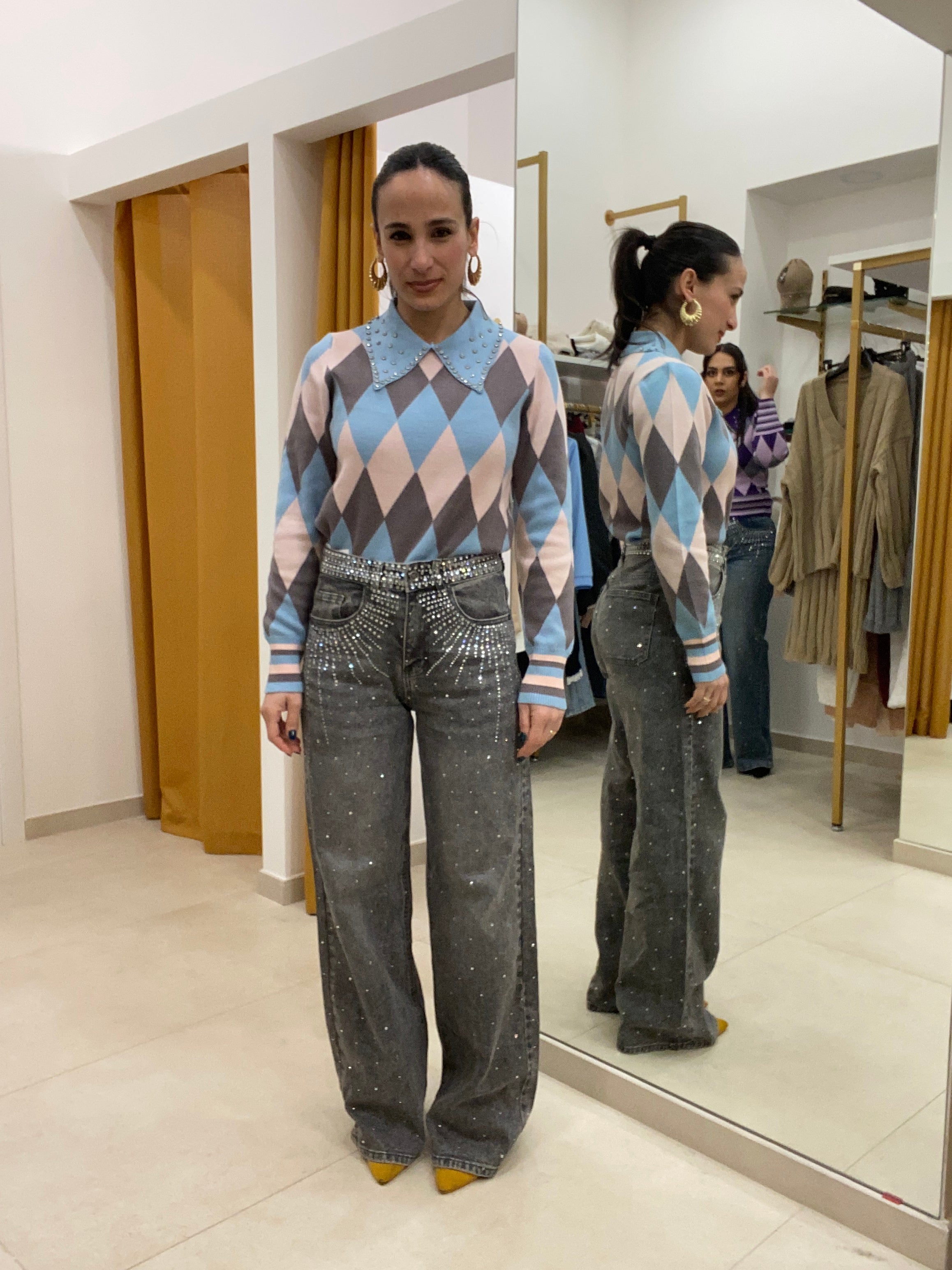 Denim pieno di brillantini