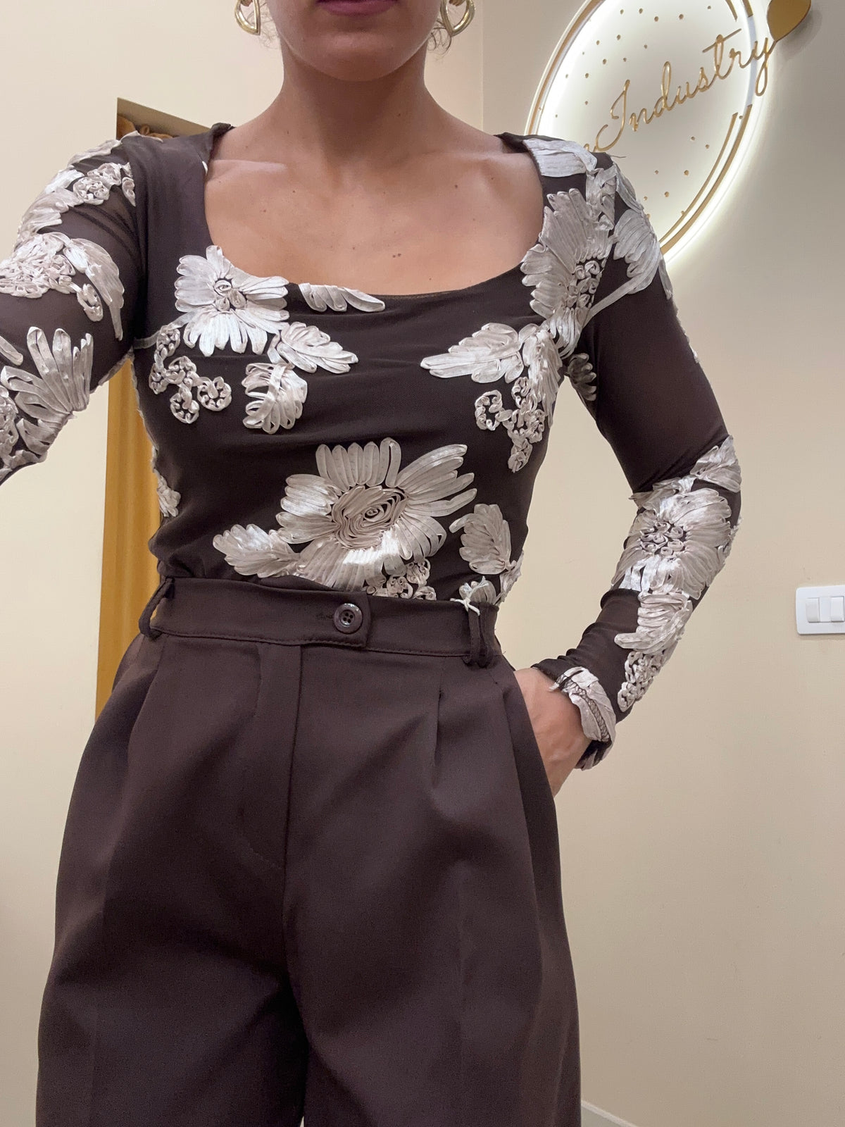 Body fiori effetto raso