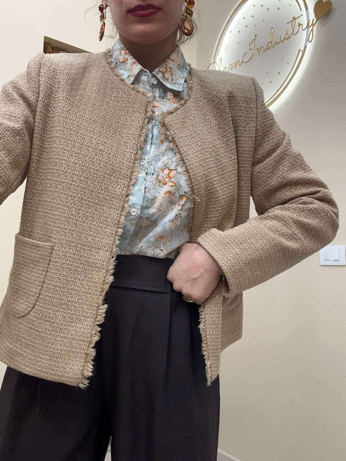 Giacca chic boucle BEIGE