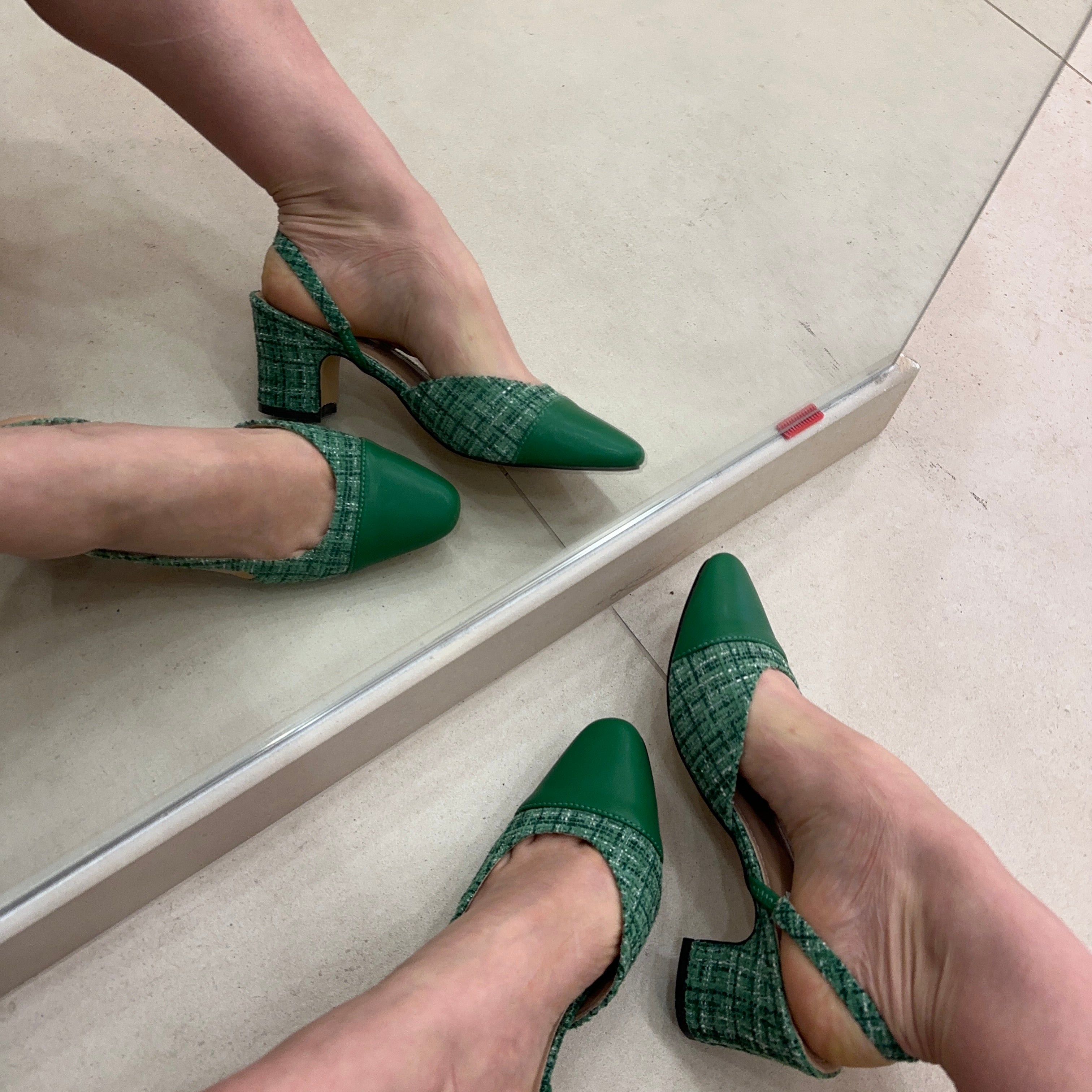 Slingback tweed verde