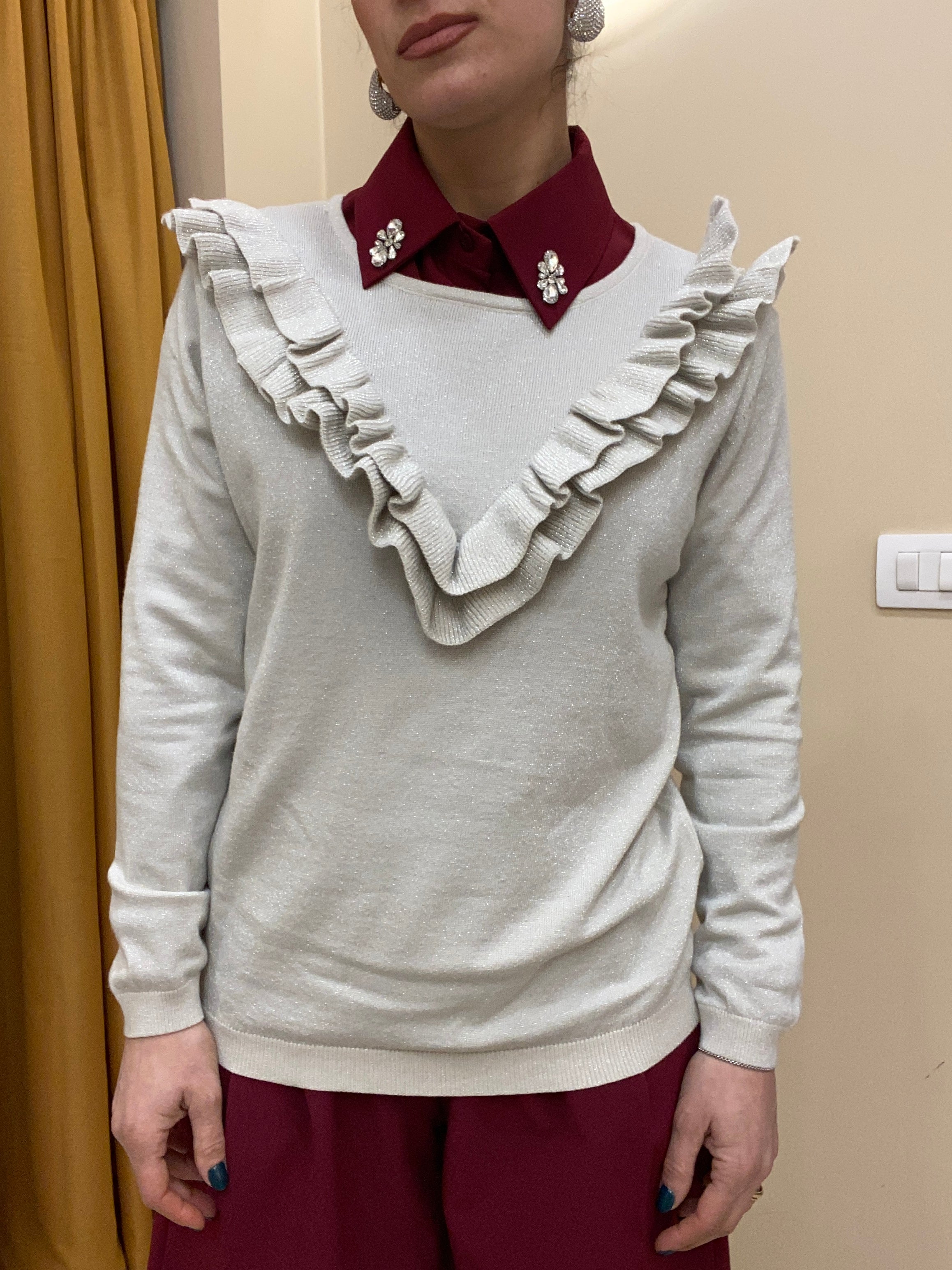 Maglione rouches con lurex