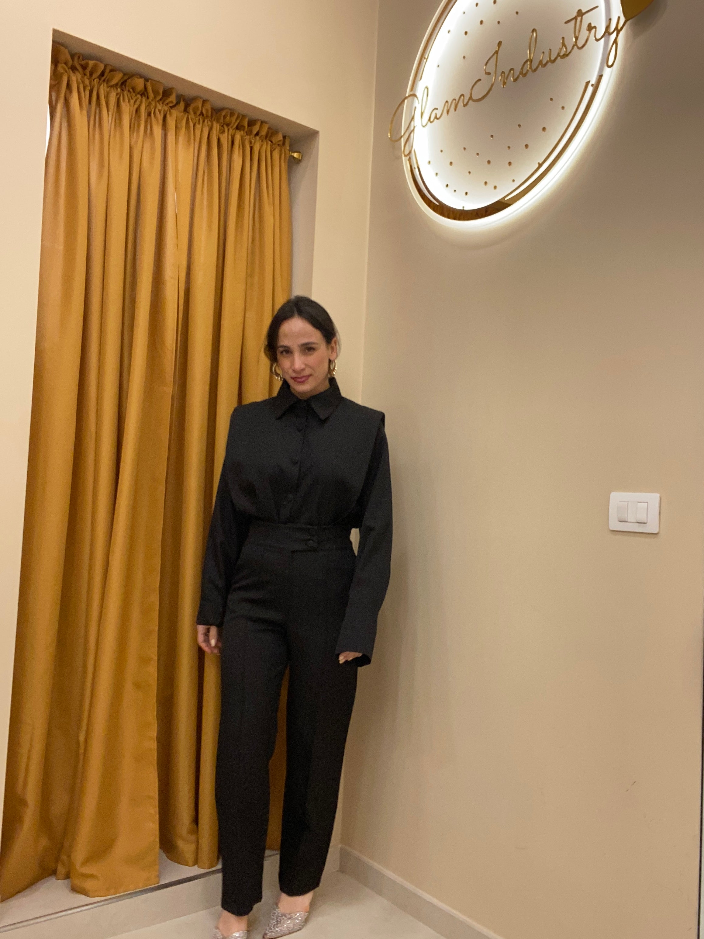 Coordinato camicia con spalline NERO