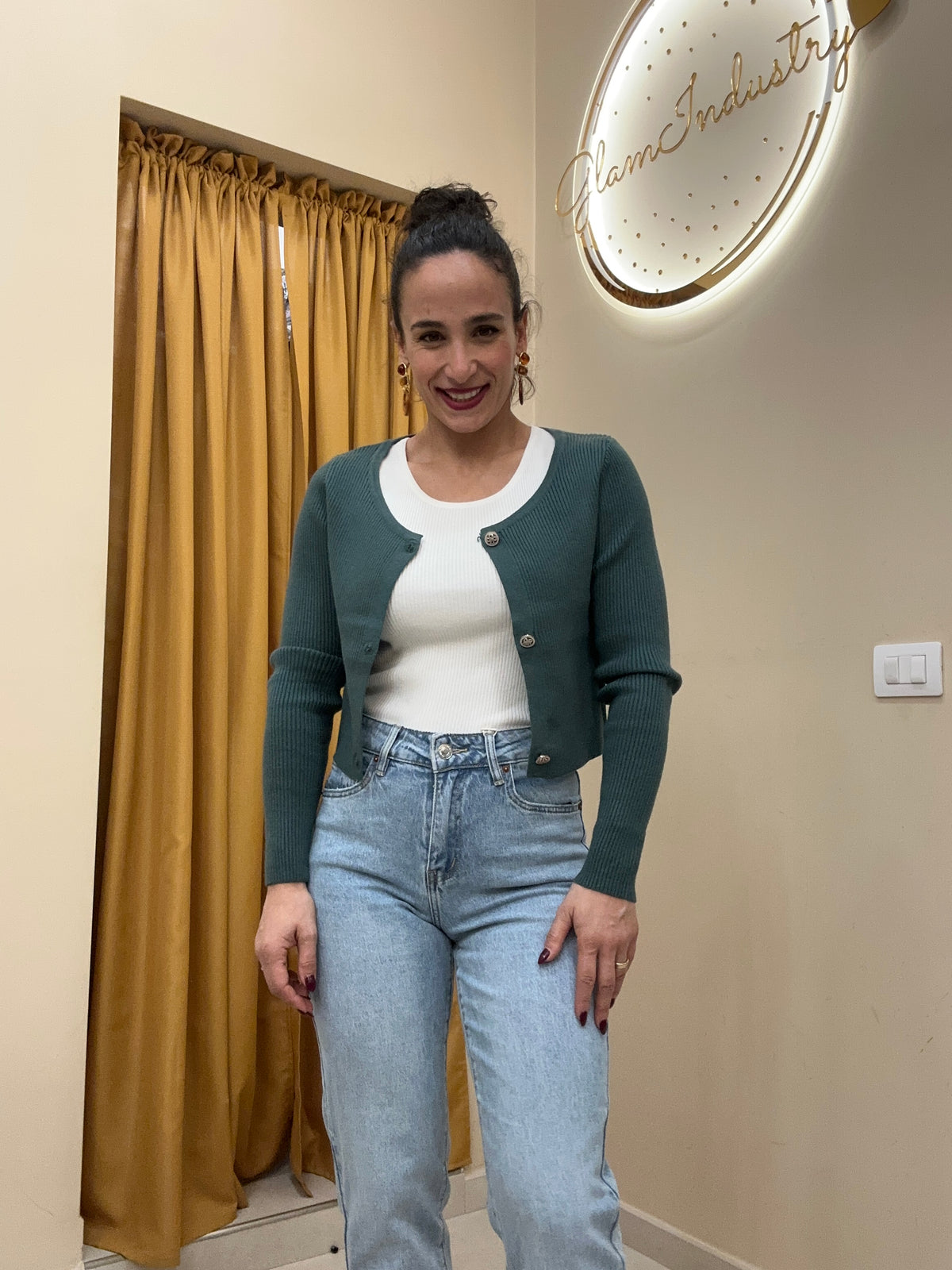 Jeans tasca brillantini