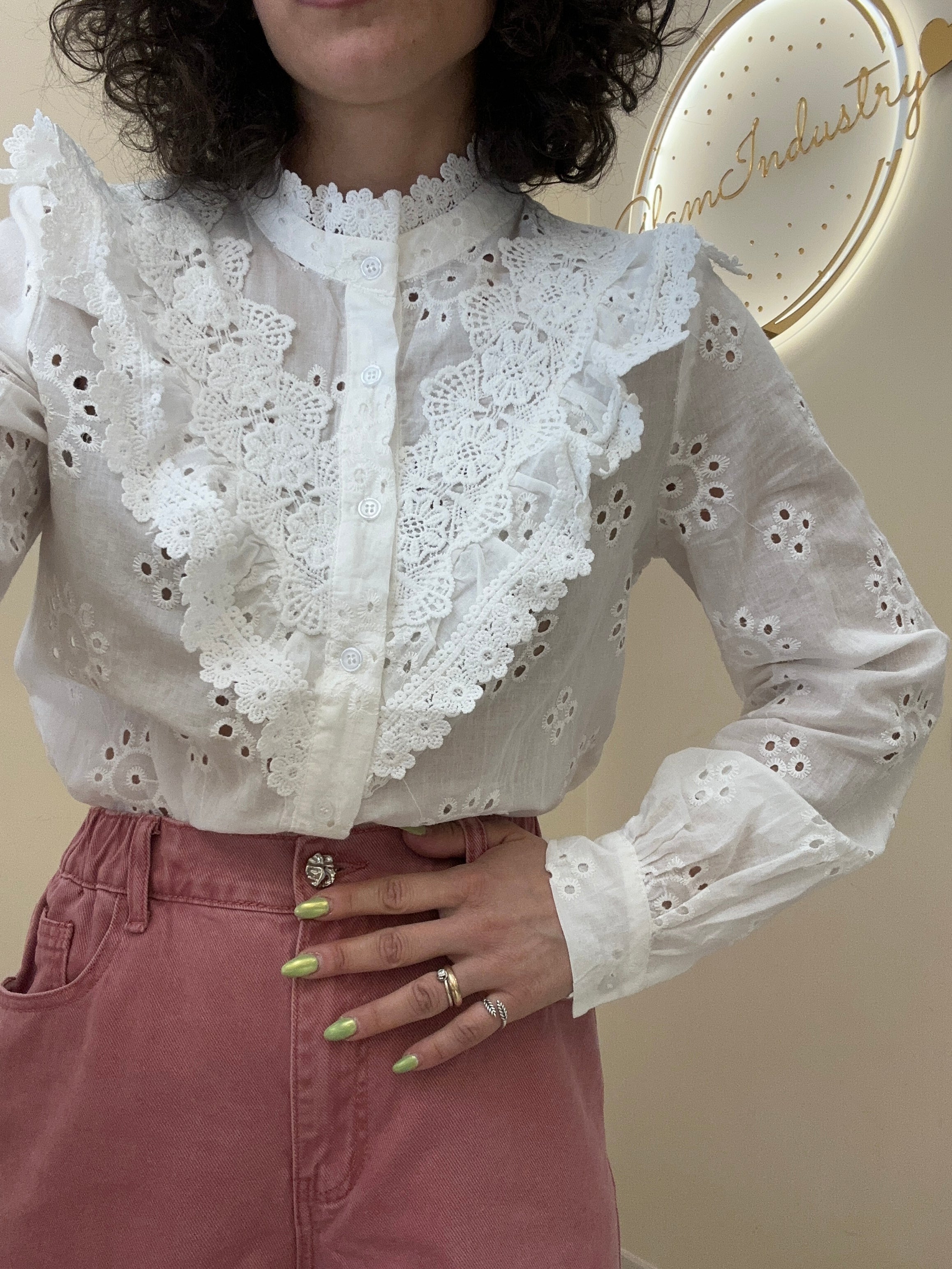 Camicia lavorata BIANCA