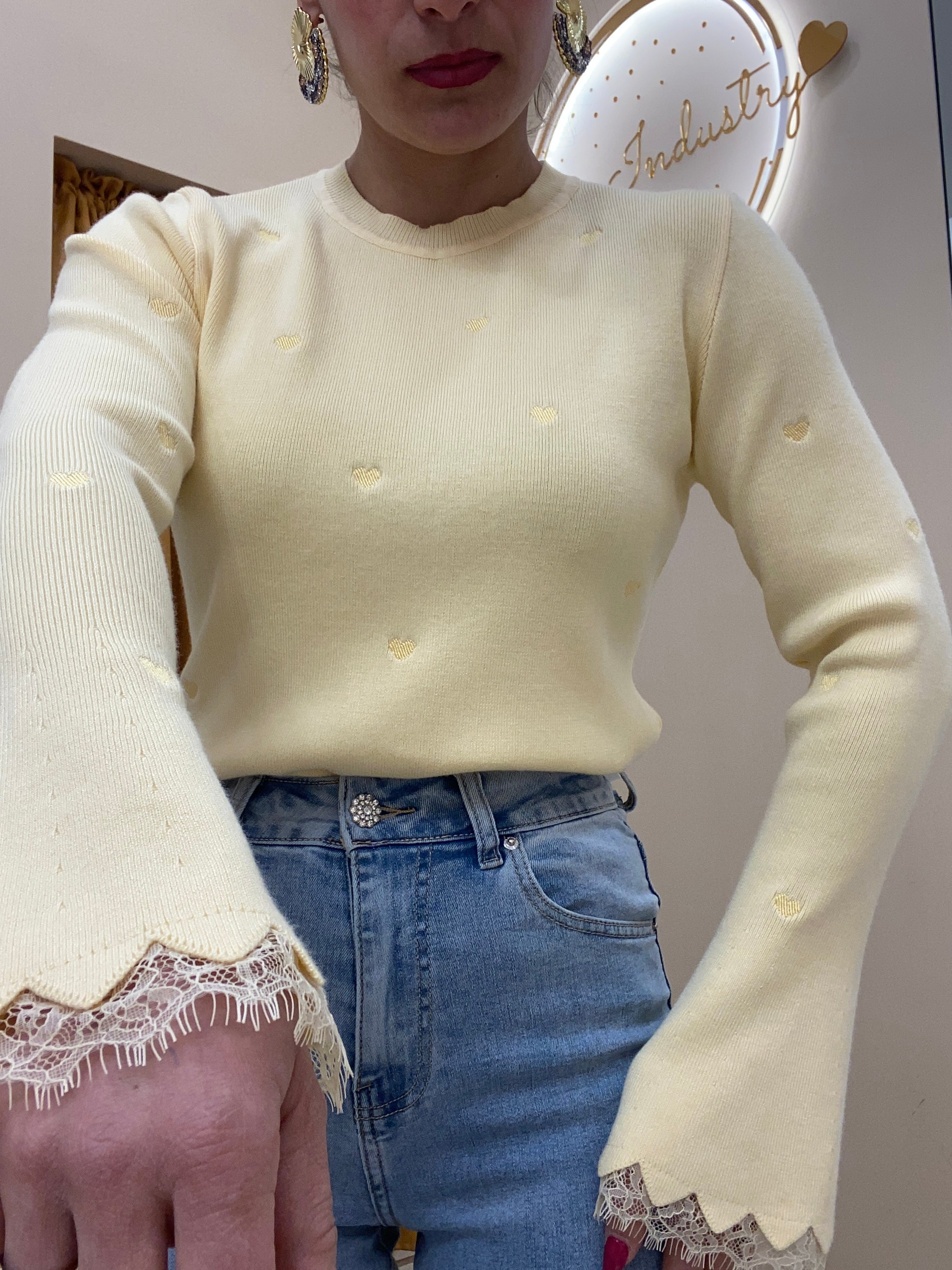 Maglia filo cuore GIALLO