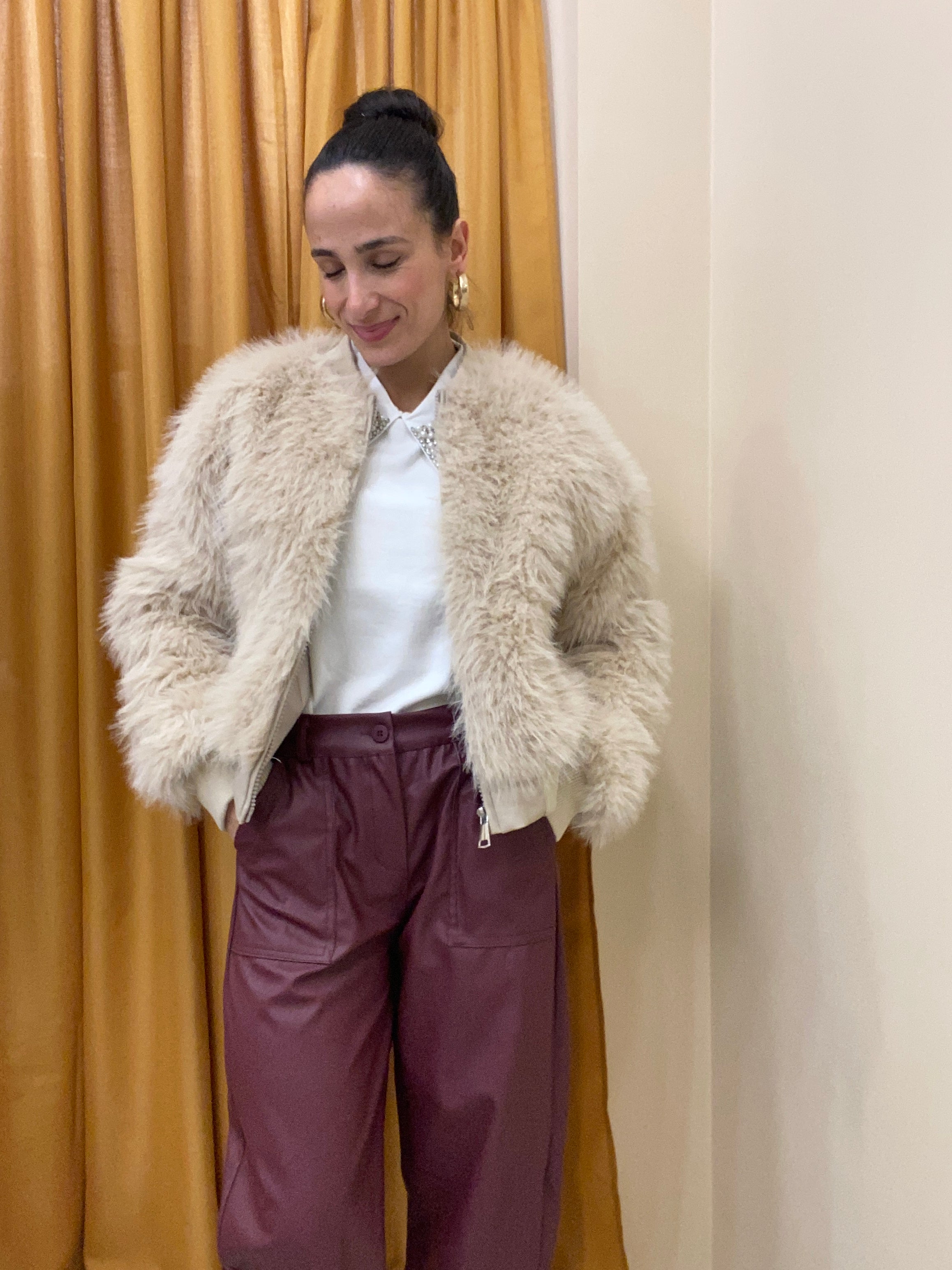 Eco pelliccia bomber beige